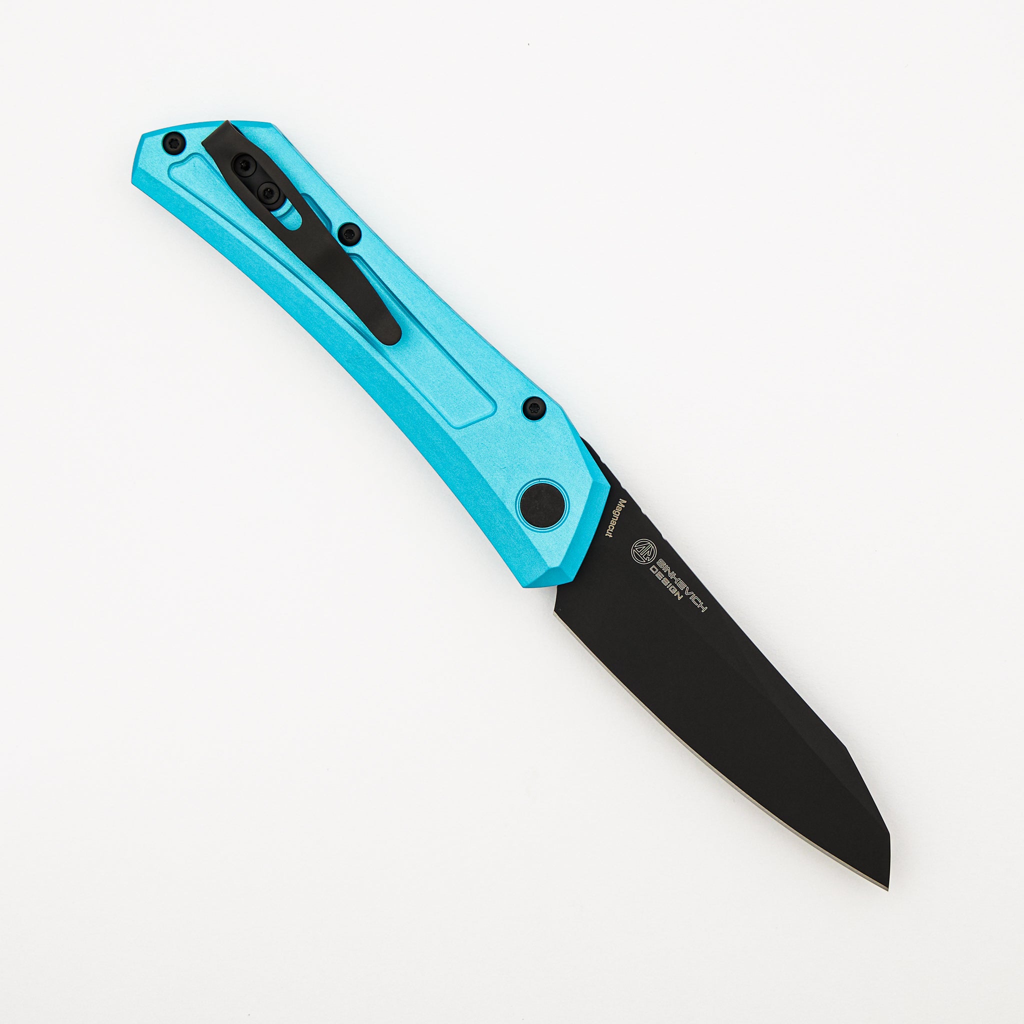 Oligarch - Solid T. Blue Aluminum Handle - DLC Black MagnaCut Blade DS103-T.Blue (Sinkevich Design)