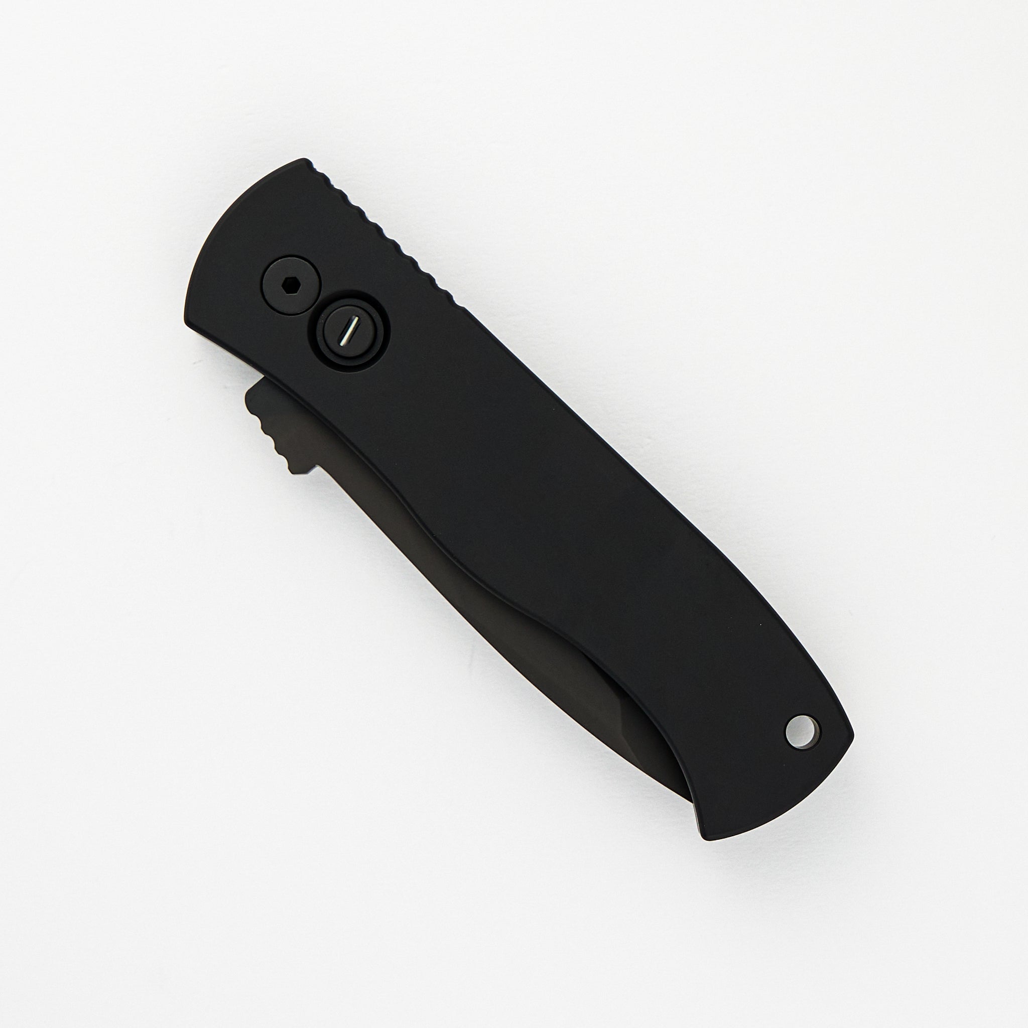 Pro-Tech Knives Emerson CQC7 Tanto Auto Operator – Black Aluminum Handle – Black DLC Blade – Tritium Button