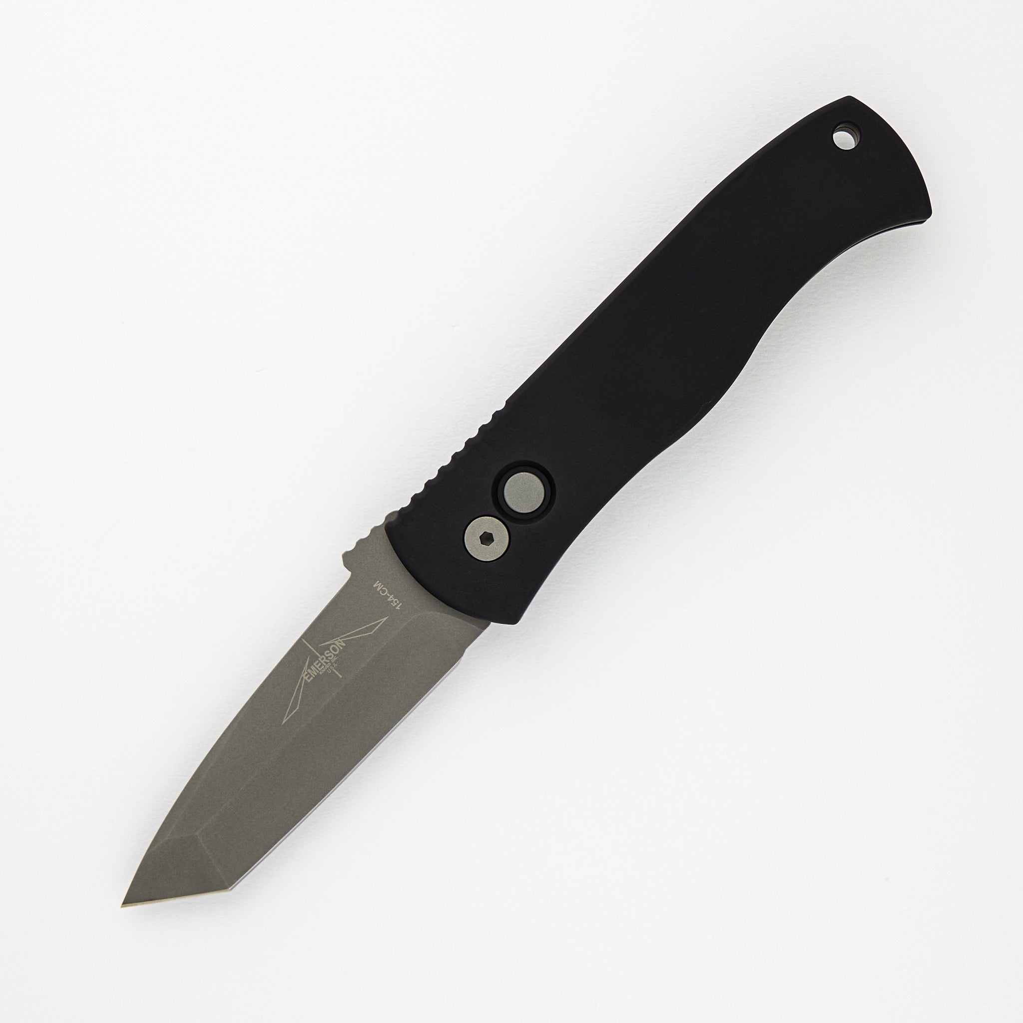 Pro-Tech Knives Emerson CQC7 Tanto Auto – Black Handle – Blasted 154CM Blade E7T01
