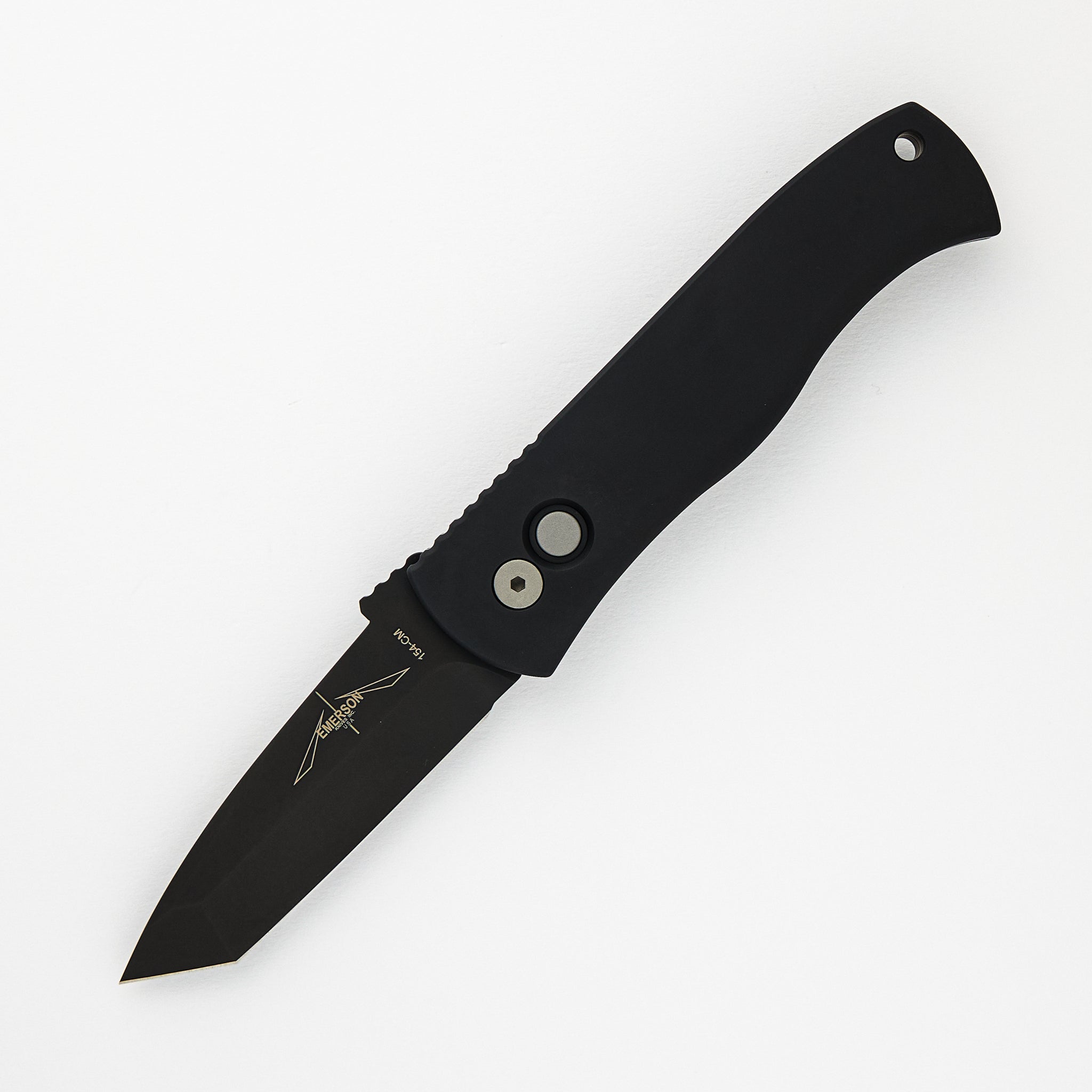 Pro-Tech Knives Emerson CQC7 Tanto Auto – Black Aluminum Handle – Black DLC Blade – E7T03