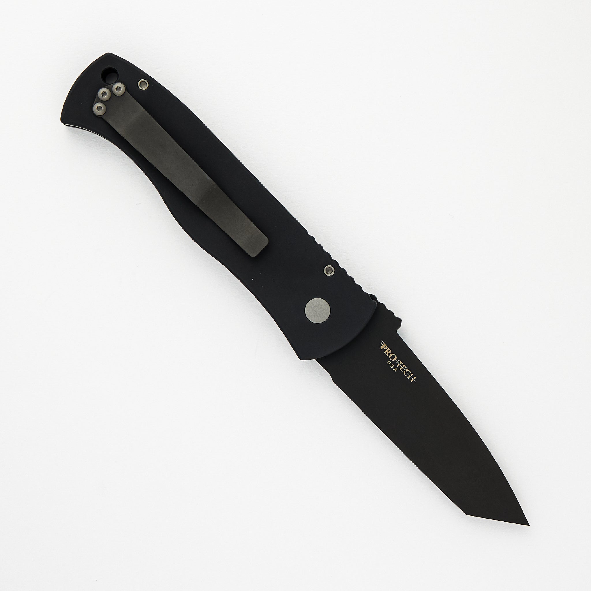 Pro-Tech Knives Emerson CQC7 Tanto Auto – Black Aluminum Handle – Black DLC Blade – E7T03