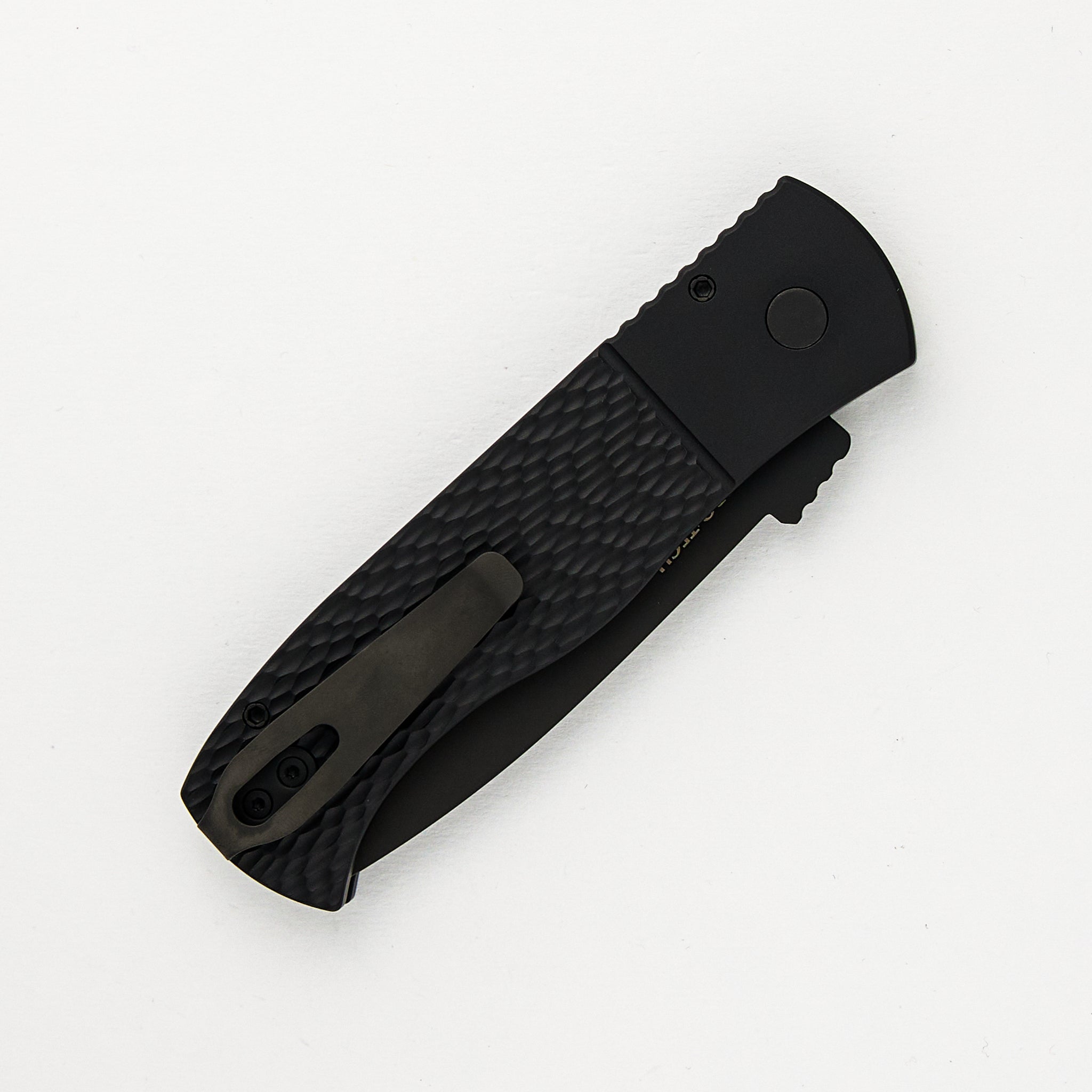 Pro-Tech Knives Emerson CQC7 Auto - Jigged Textured Black Handle - Black DLC 154cm Tanto Blade E7T06