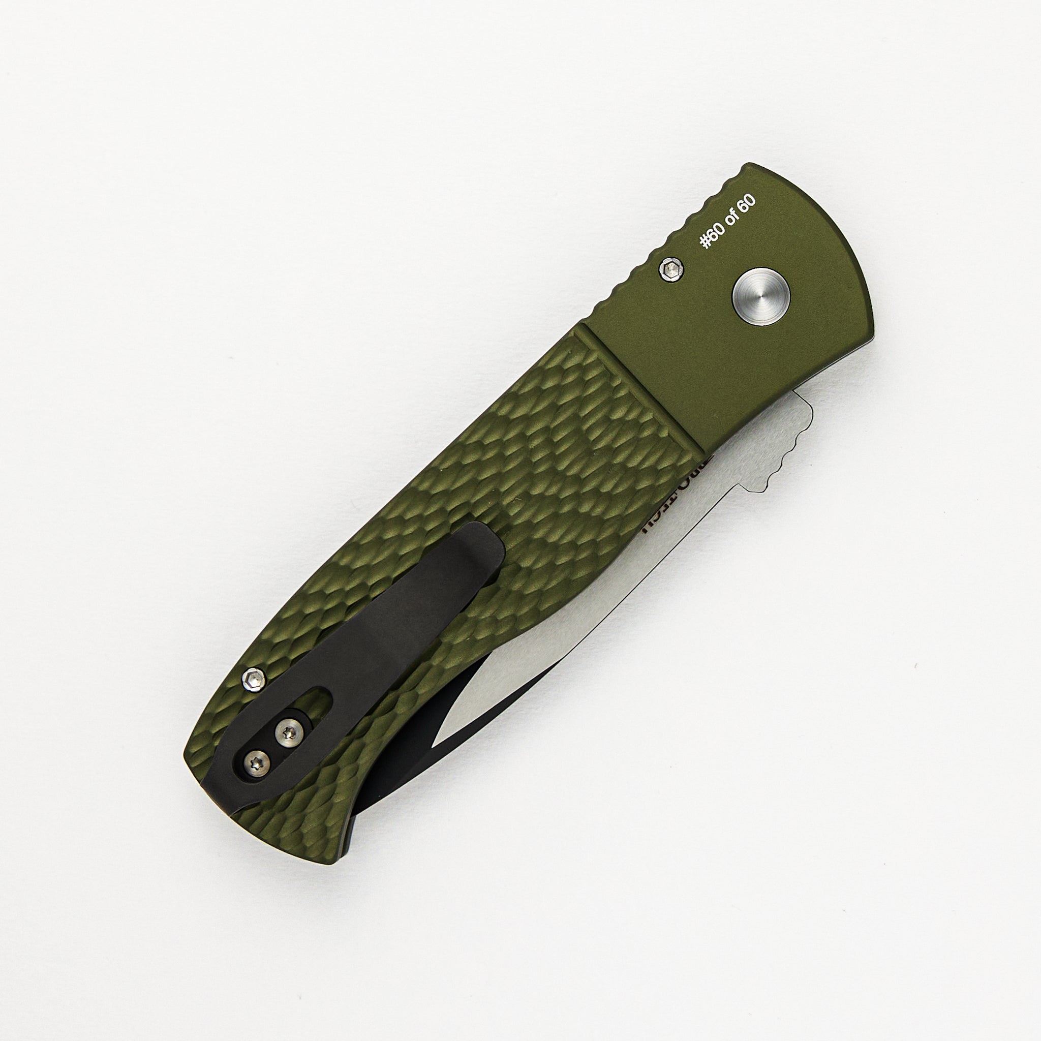 Pro-Tech Knives CQC7 Auto Emerson - Blade Show ATL 2024 - Green Jigged Handle, 2-Tone DLC Spear Point CPM-20CV Blade