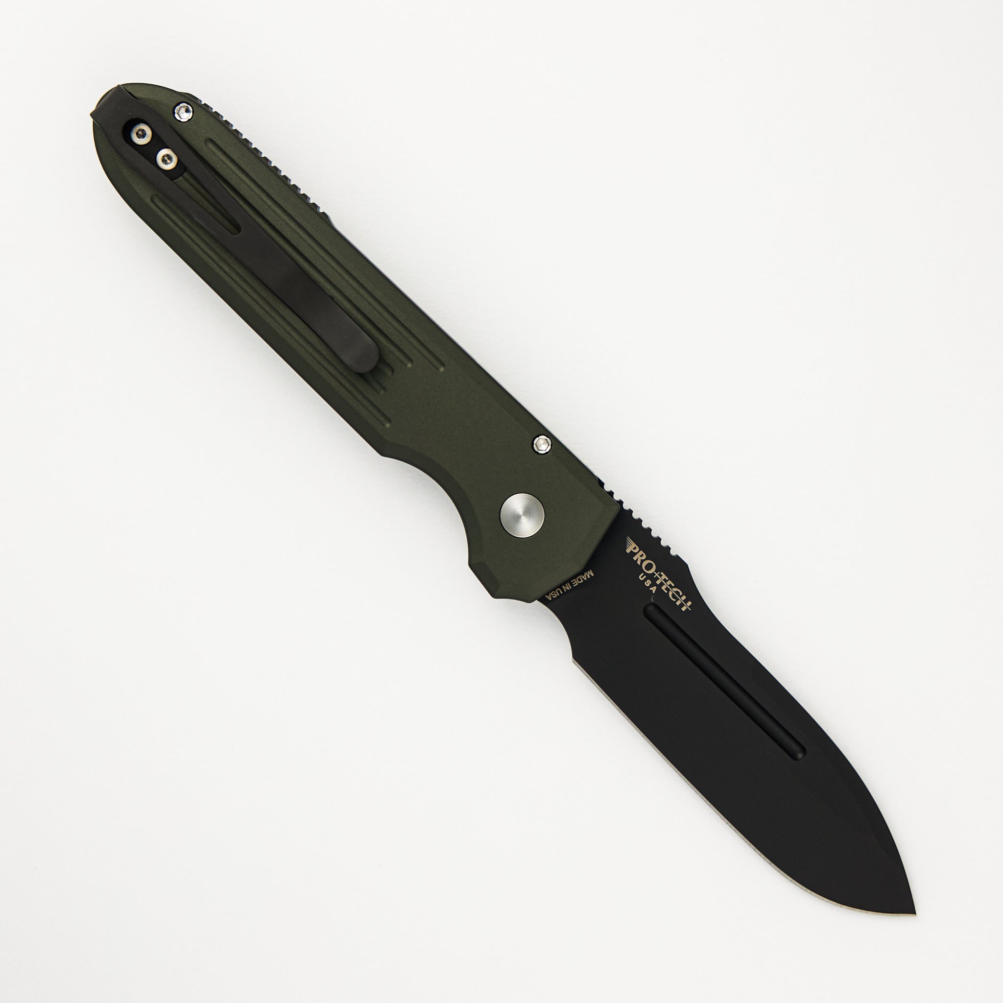 Pro-Tech Knives PDW Invictus Auto – Green Handle - Pearl Button - DLC Black MagnaCut Blade - 1805-GREEN