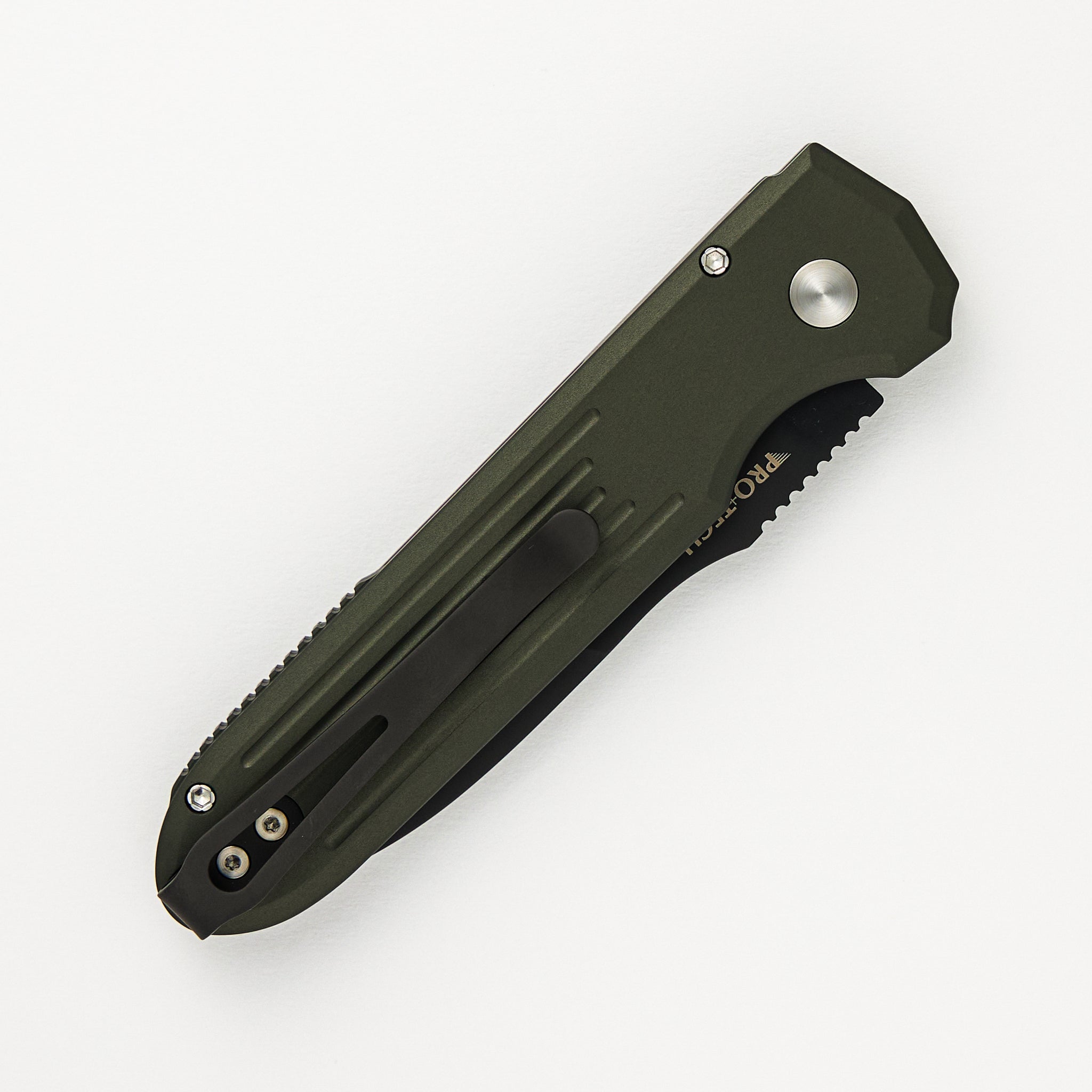 Pro-Tech Knives PDW Invictus Auto – Green Handle - Pearl Button - DLC Black MagnaCut Blade - 1805-GREEN