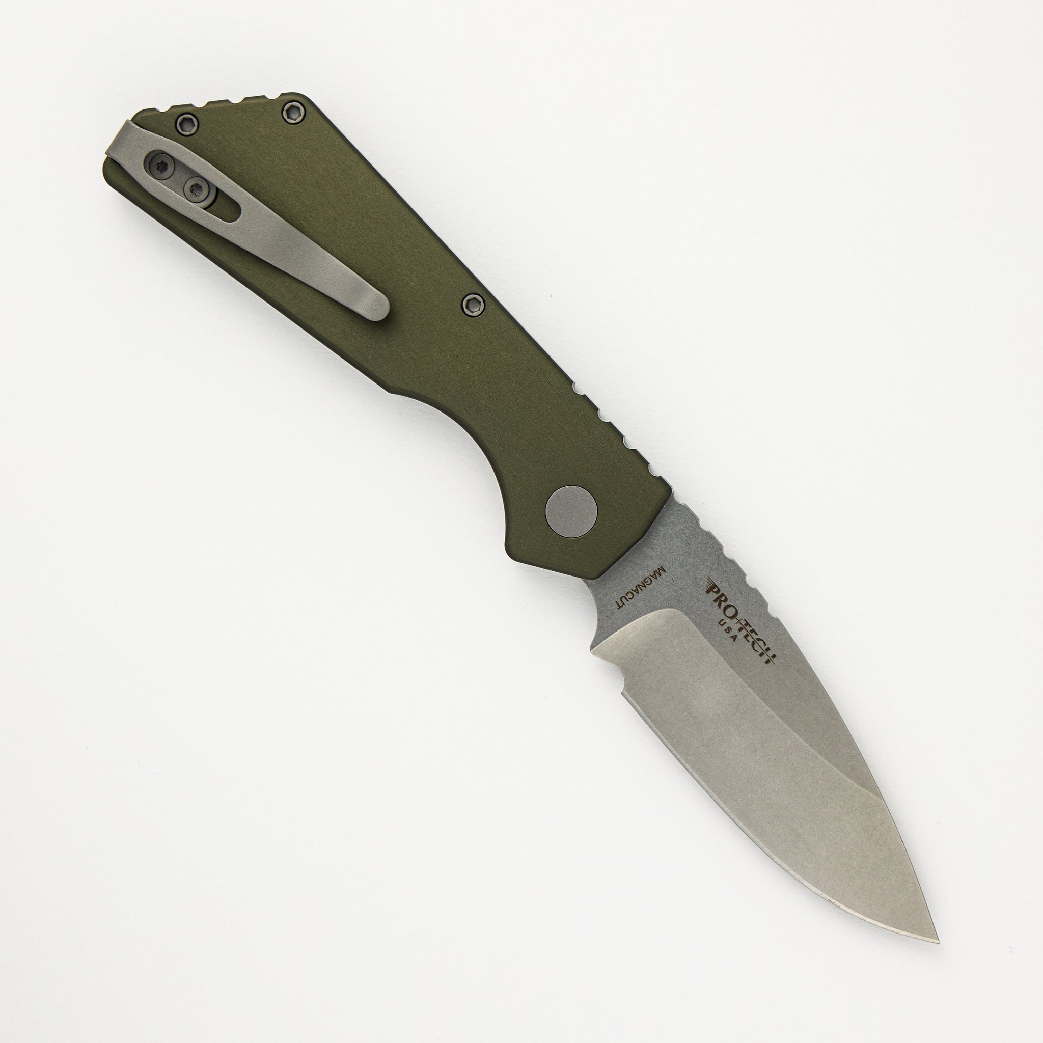 Pro-Tech Knives Strider PT Auto – Solid Green Handle Stonewash Magnacut Blade PT201-GREEN