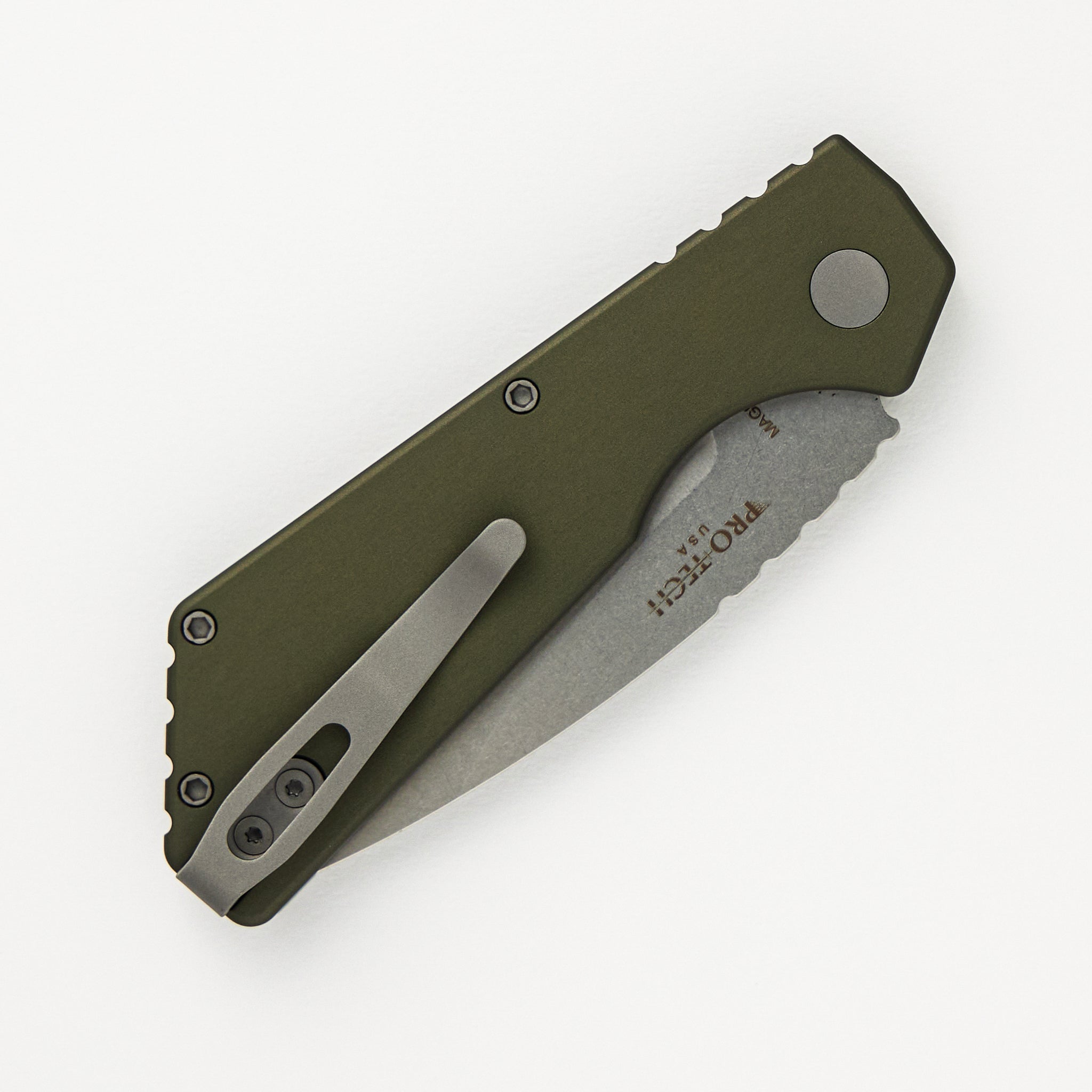 Pro-Tech Knives Strider PT Auto – Solid Green Handle Stonewash Magnacut Blade PT201-GREEN