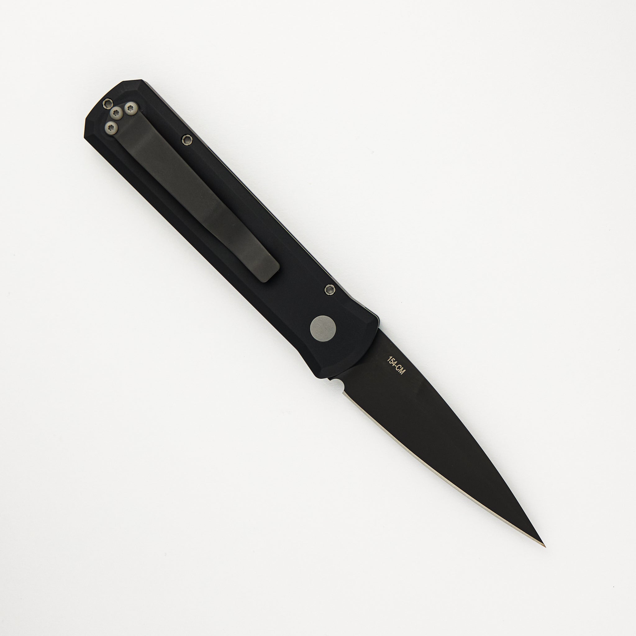 Pro-Tech Knives Godson – Solid Black Handle – Black 154CM Blade 721