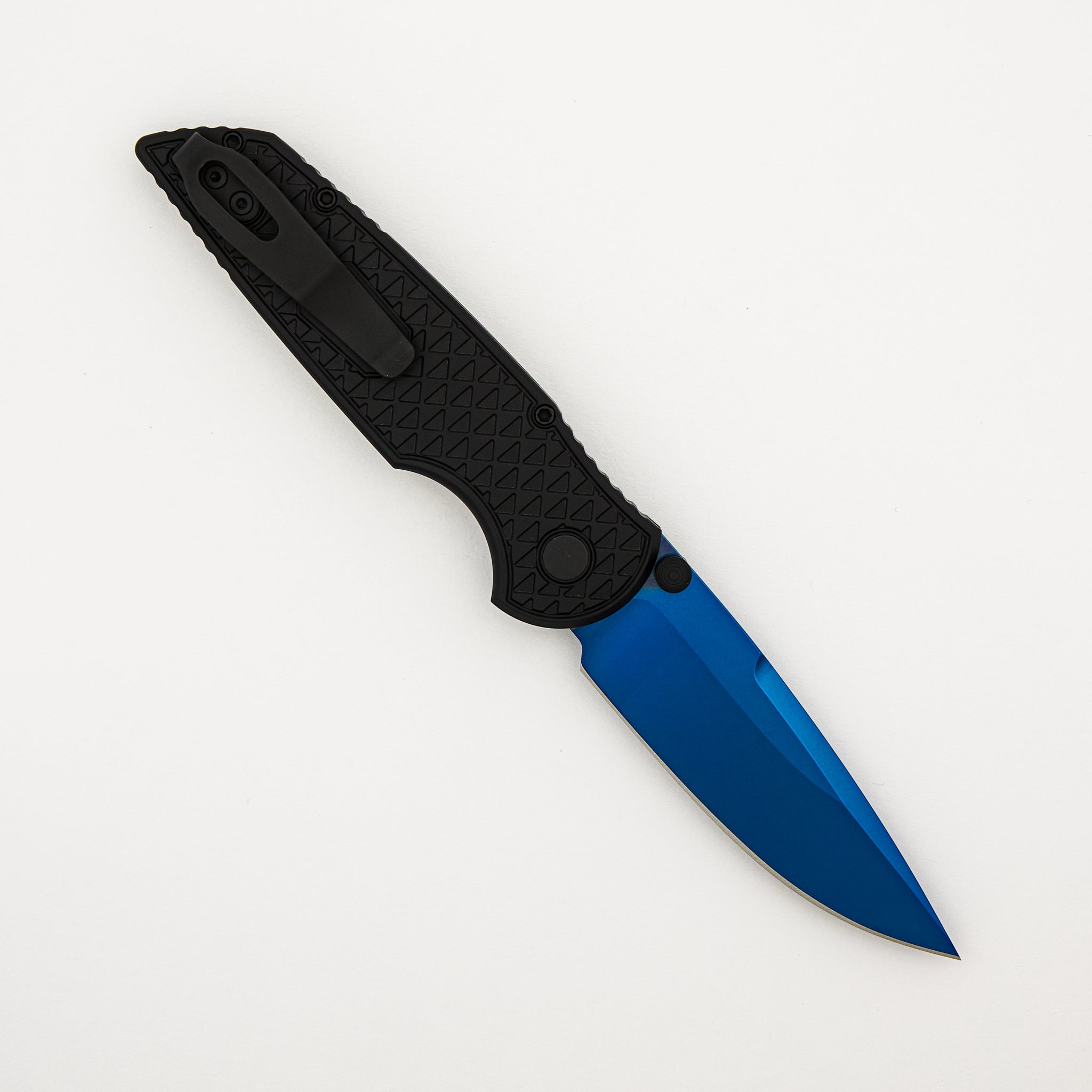 TR-3 Integrity - Black "Relic" Textured Handle - Sapphire Blue S35VN Blade - INT106-SB