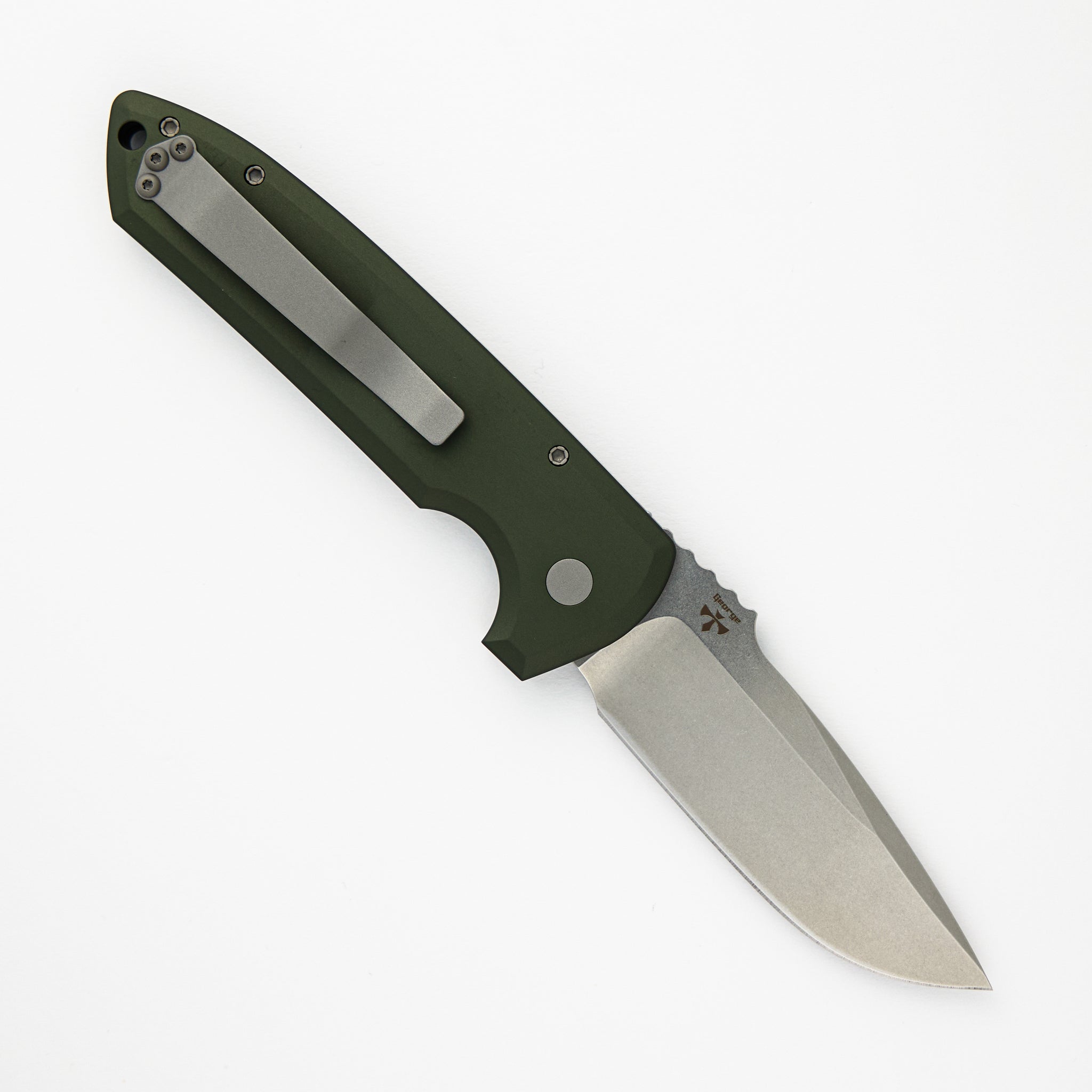 Pro-Tech Knives Rockeye Auto – Solid Green Handle – Stonewash CPM-S35VN Blade LG301-GREEN