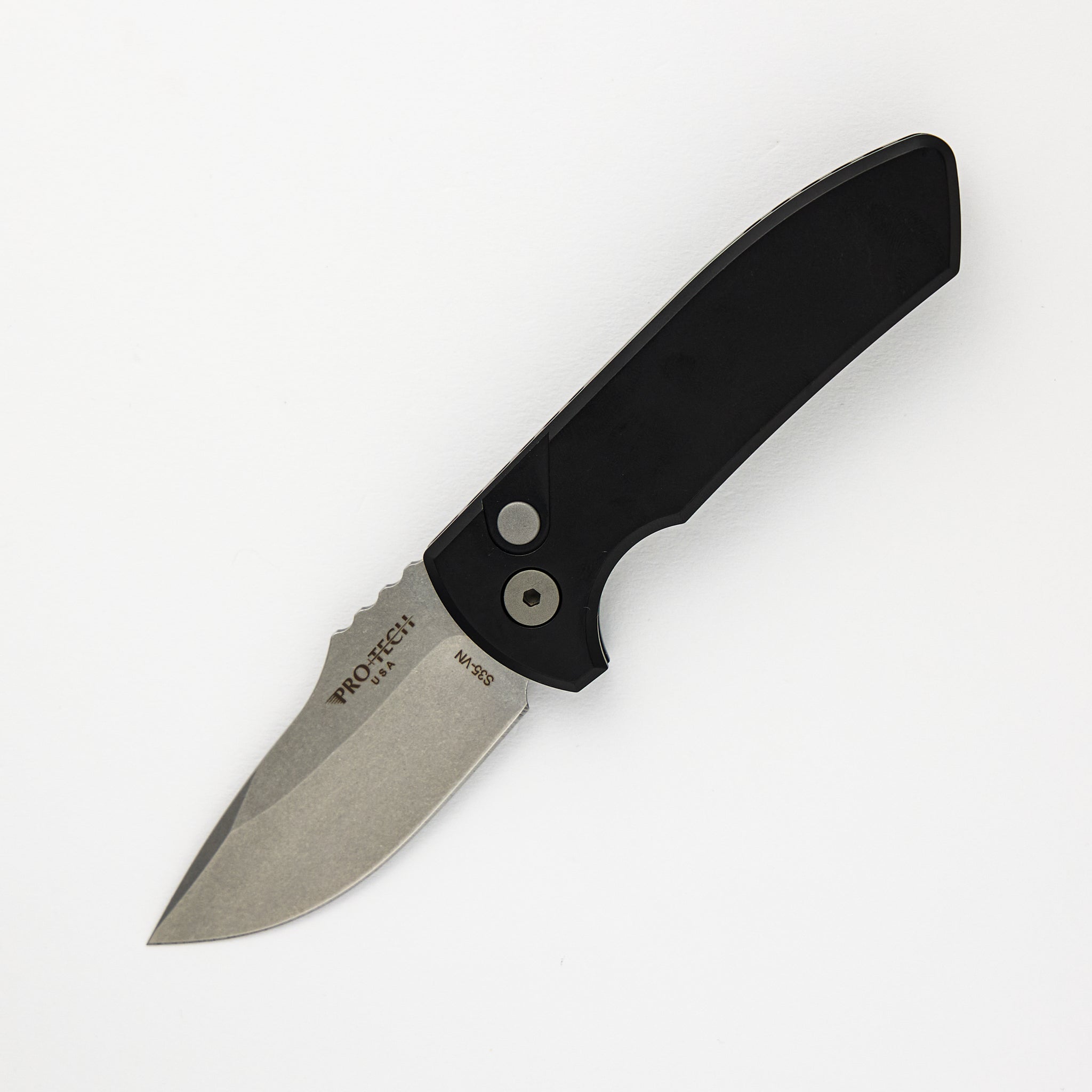 Pro-Tech Knives SBR – Smooth Black Handle – Stonewashed S35VN Blade LG401