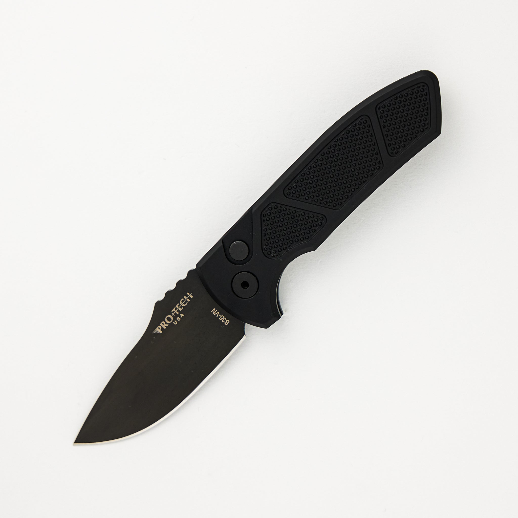 Pro-Tech Knives SBR – Black Handle W- Knurling – Black S35VN Blade LG407