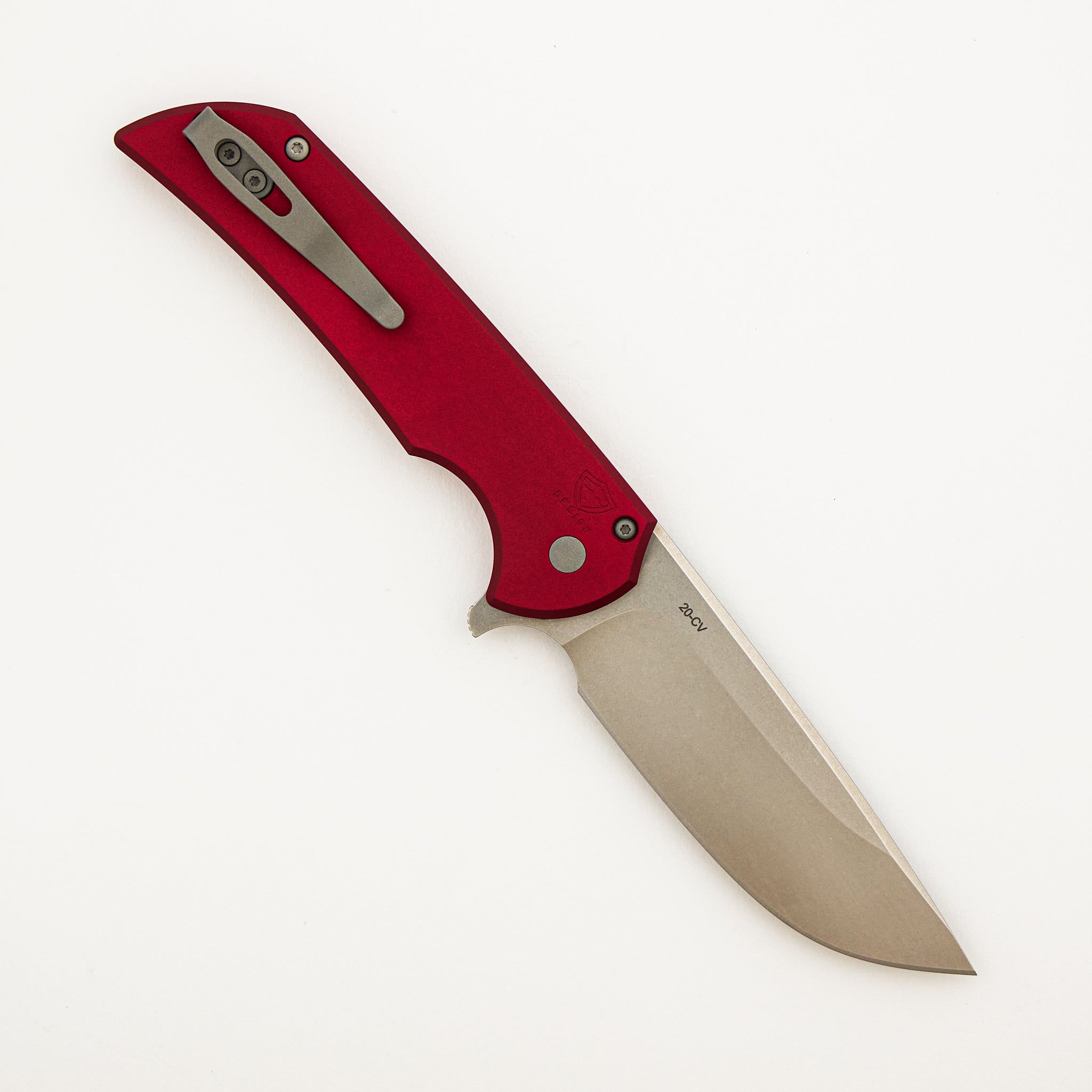 Mordax - MX101-RED - Solid Red Handle - Stonewash CPM-20CV Blade