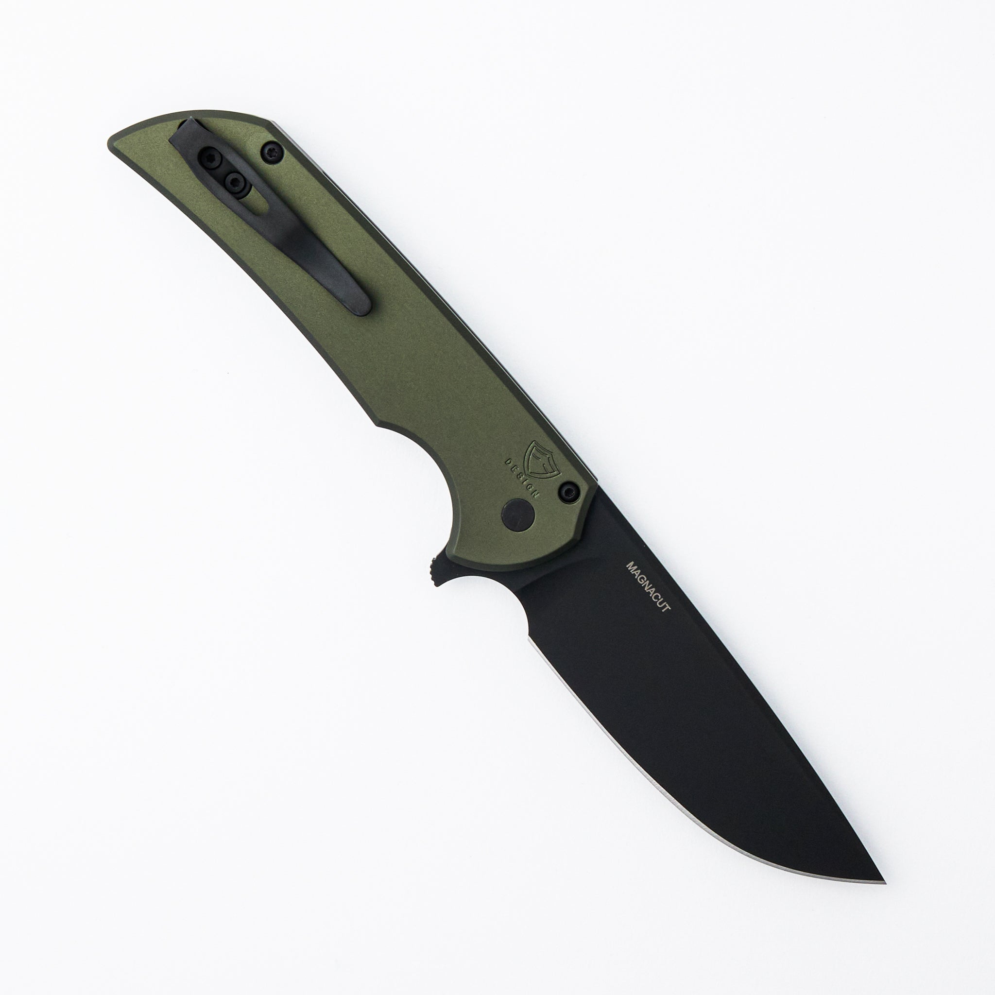 Mordax - MX103 -LTD GREEN - Solid Green Handle - DLC Black MagnaCut Blade - Black Lip Pearl Button