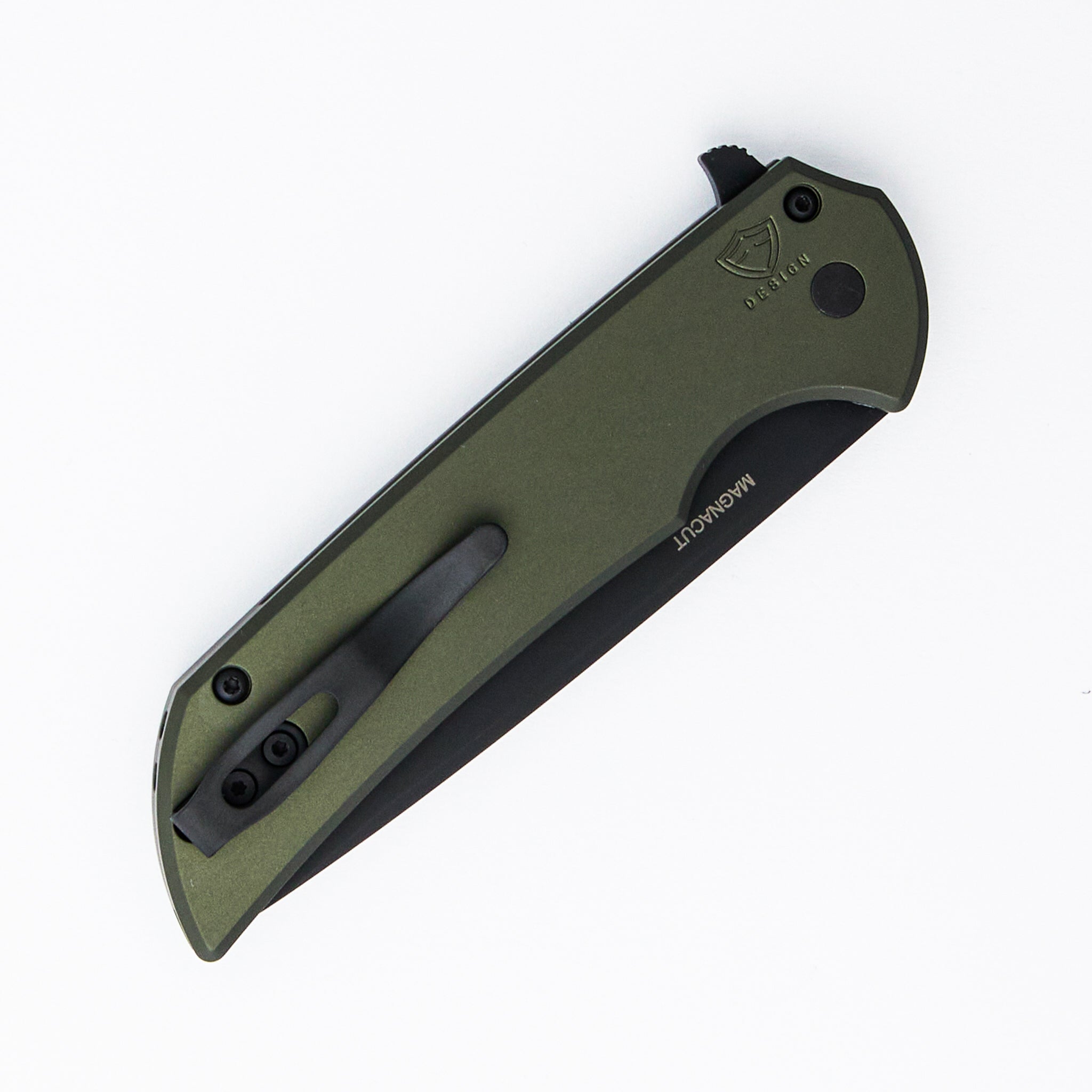 Mordax - MX103 -LTD GREEN - Solid Green Handle - DLC Black MagnaCut Blade - Black Lip Pearl Button