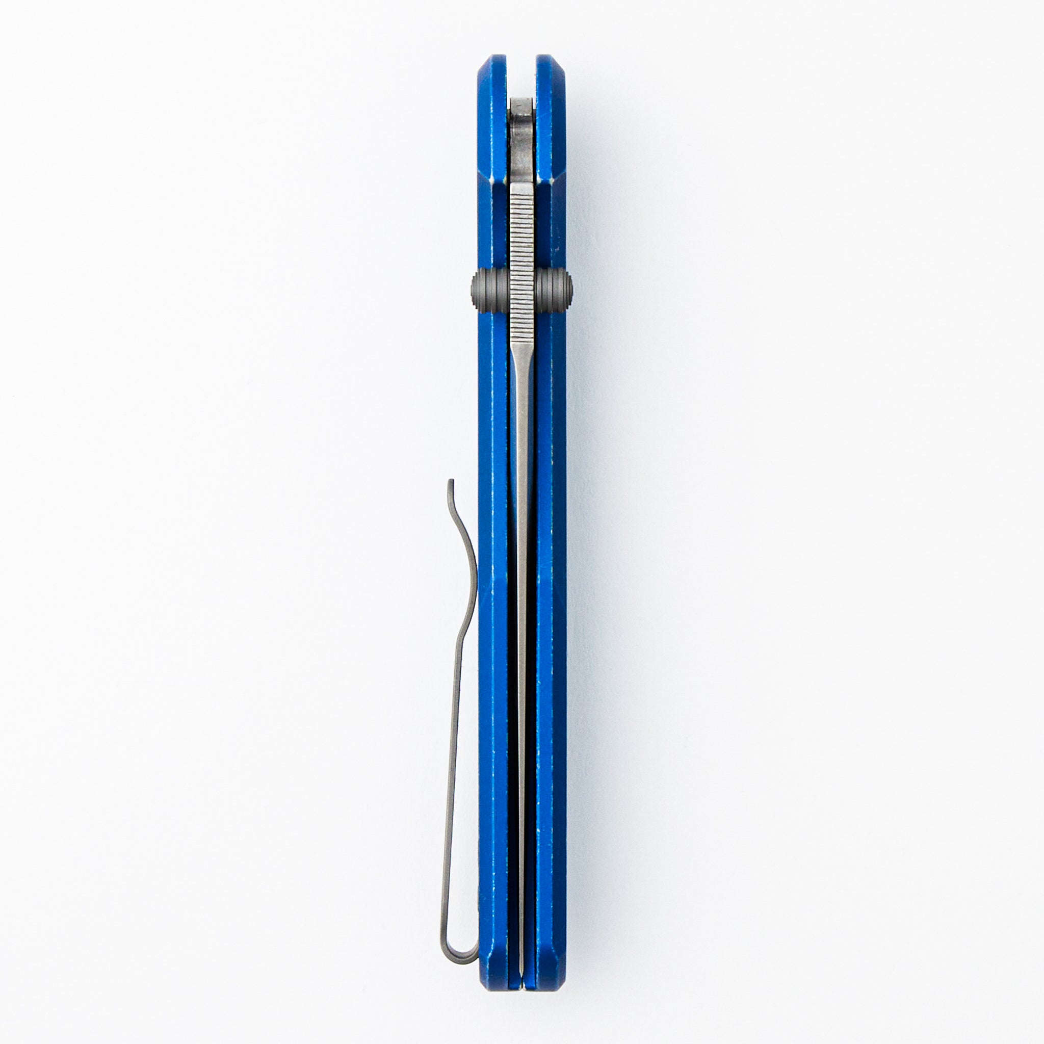 Avalon - PN1101-BW BLUE - Knurled Battleworn Blue Aluminum Handle - Stonewash MagnaCut Blade (Peace Neighbor Design)