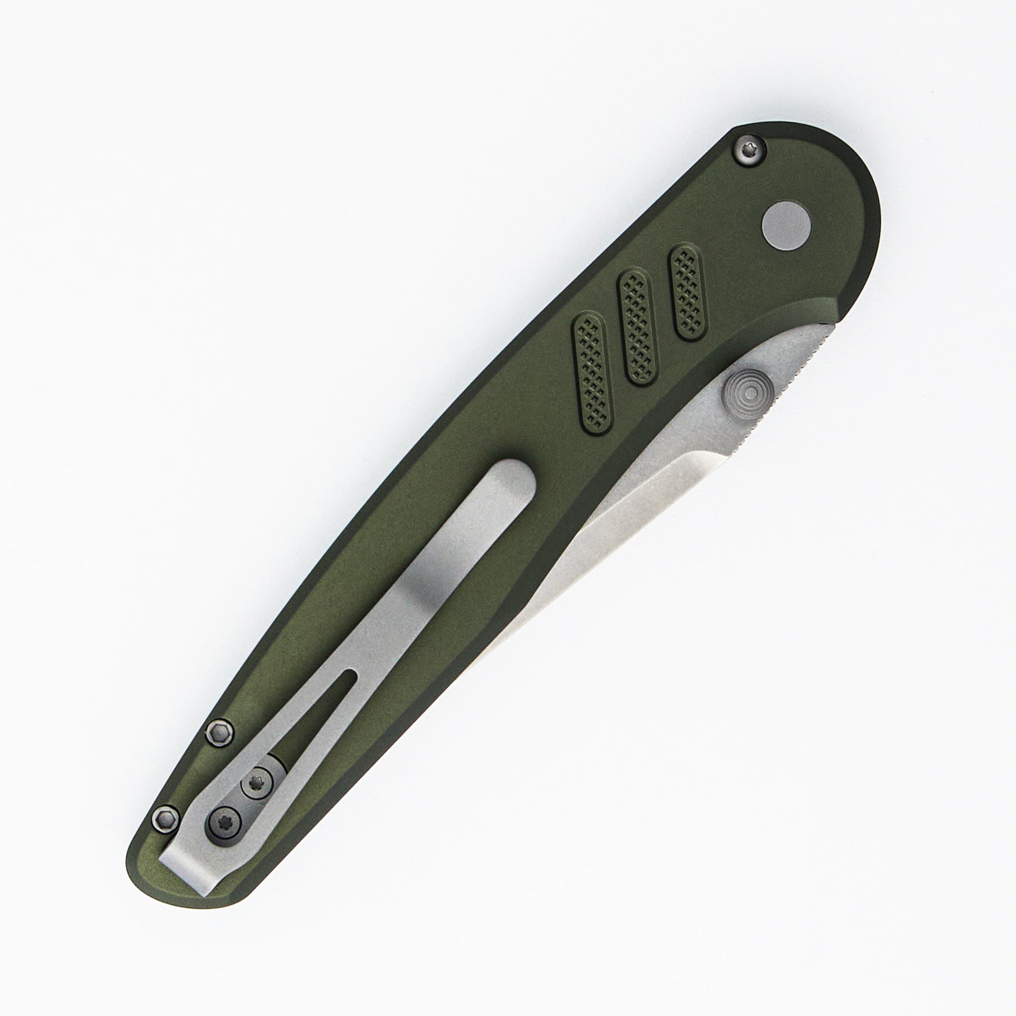 Avalon - PN1101-GREEN - Knurled Green Aluminum Handle - Stonewash MagnaCut Blade (Peace Neighbor Design)