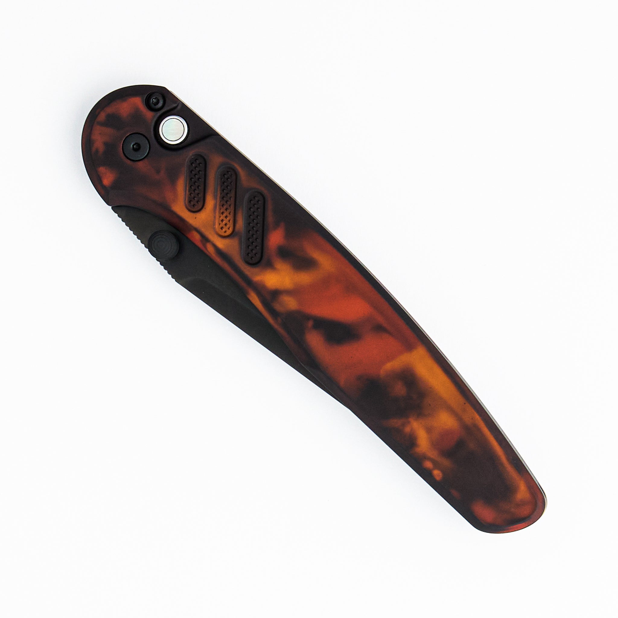 Avalon - PN1104-DF - Solid "Del Fuego" Anodized Handle - DLC Black MagnaCut Blade (Peace Neighbor Design)