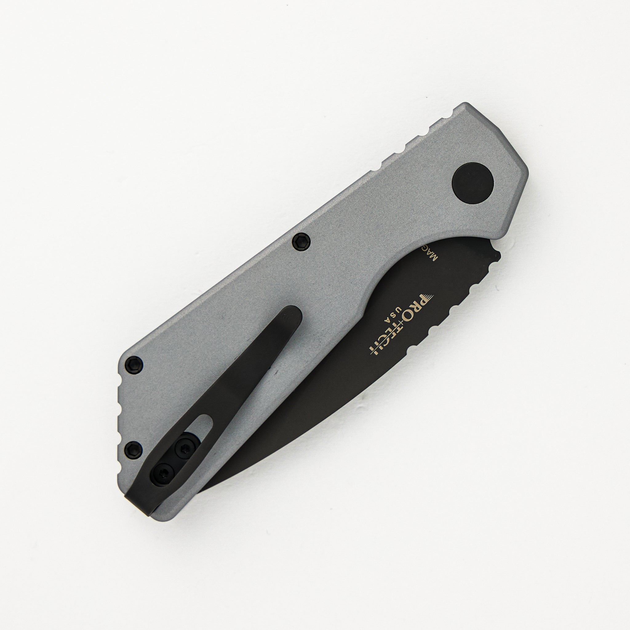 Pro-Tech Knives Strider PT+ Auto PT203-GREY – Grey Aluminum Handle - DLC Black MagnaCut Blade