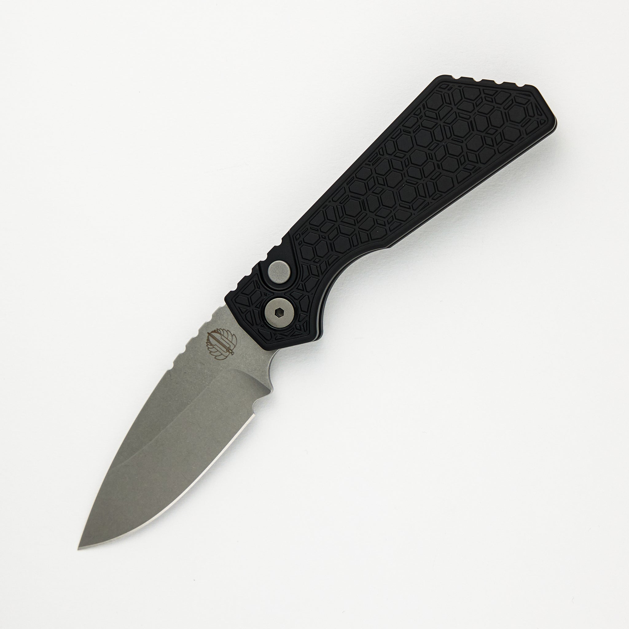 Pro-Tech Knives Strider PT+ Auto – Black Gridlock Textured Handle - Stonewash MagnaCut Blade