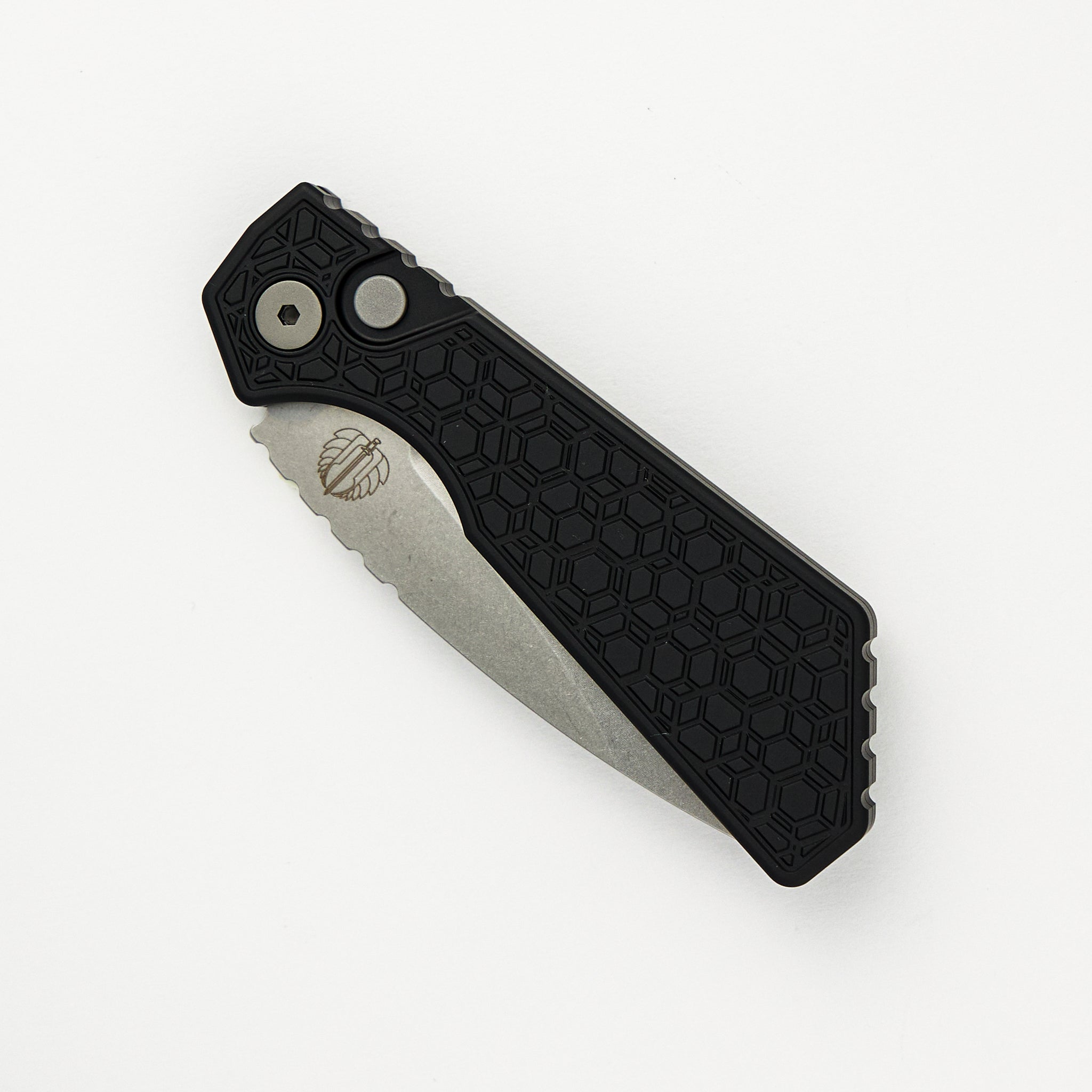 Pro-Tech Knives Strider PT+ Auto – Black Gridlock Textured Handle - Stonewash MagnaCut Blade