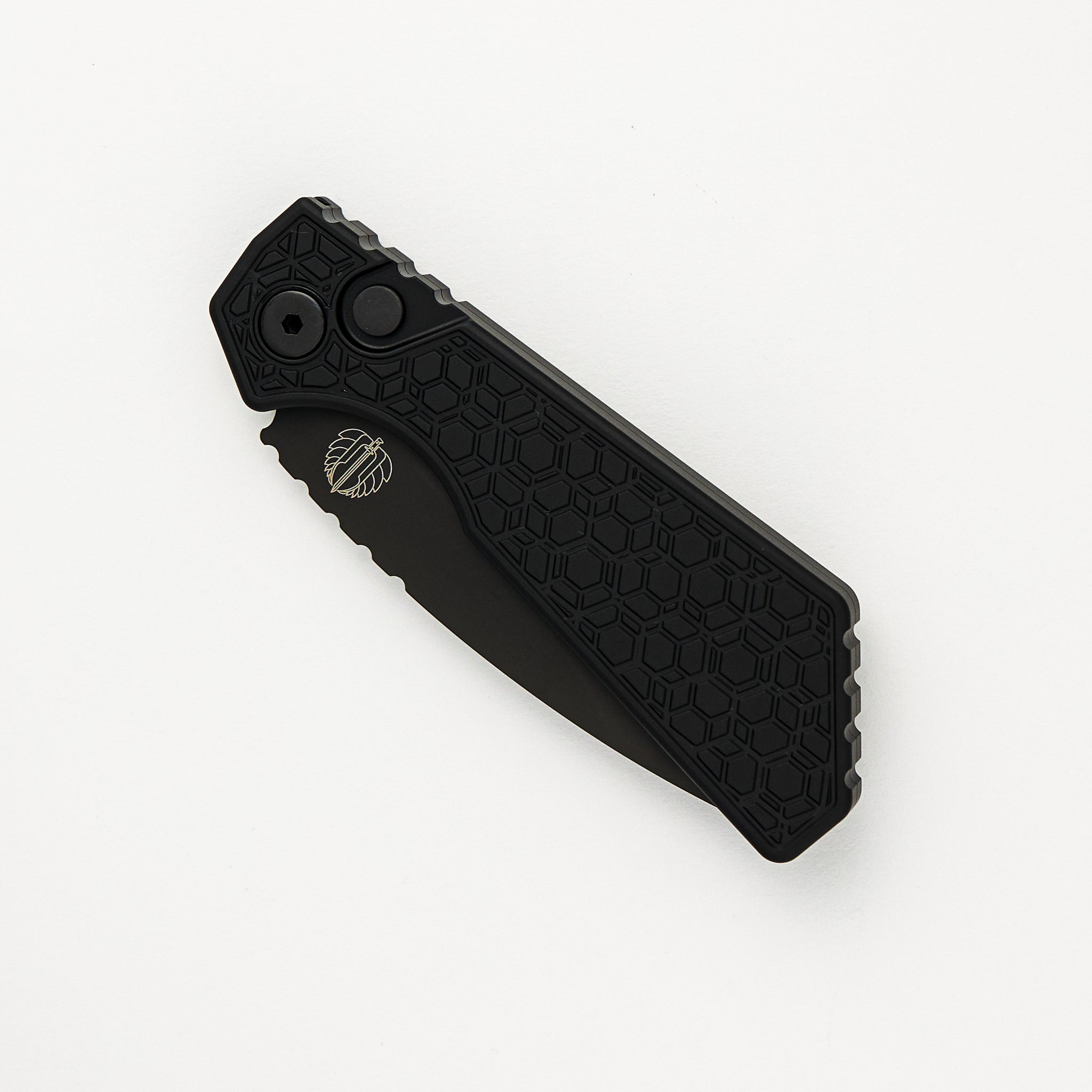 Pro-Tech Knives Strider PT+ Auto – Black Gridlock Textured Handle - DLC Black MagnaCut Blade