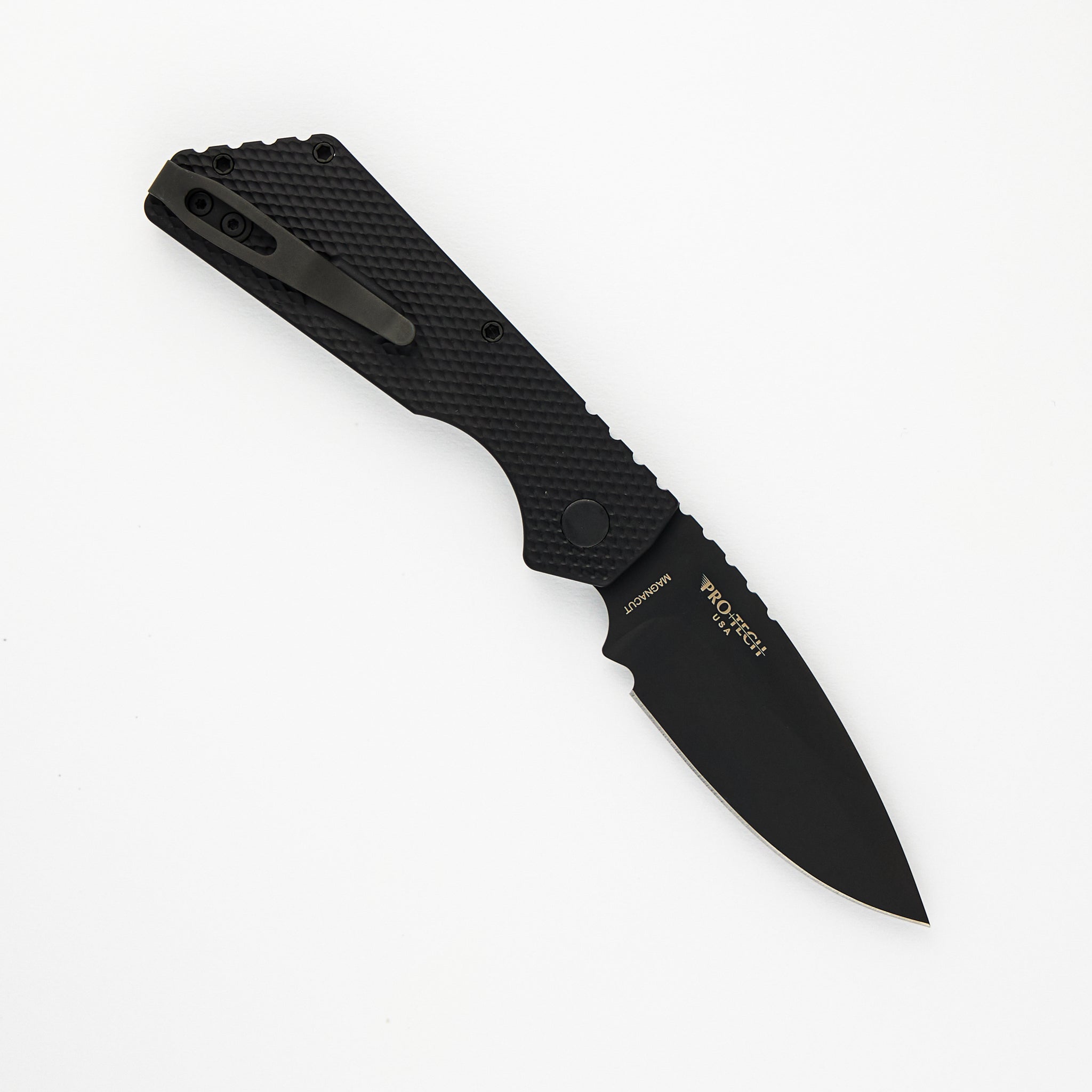 Pro-Tech Knives Strider PT+ Auto – Textured Black Handle – DLC Black MagnaCut Blade