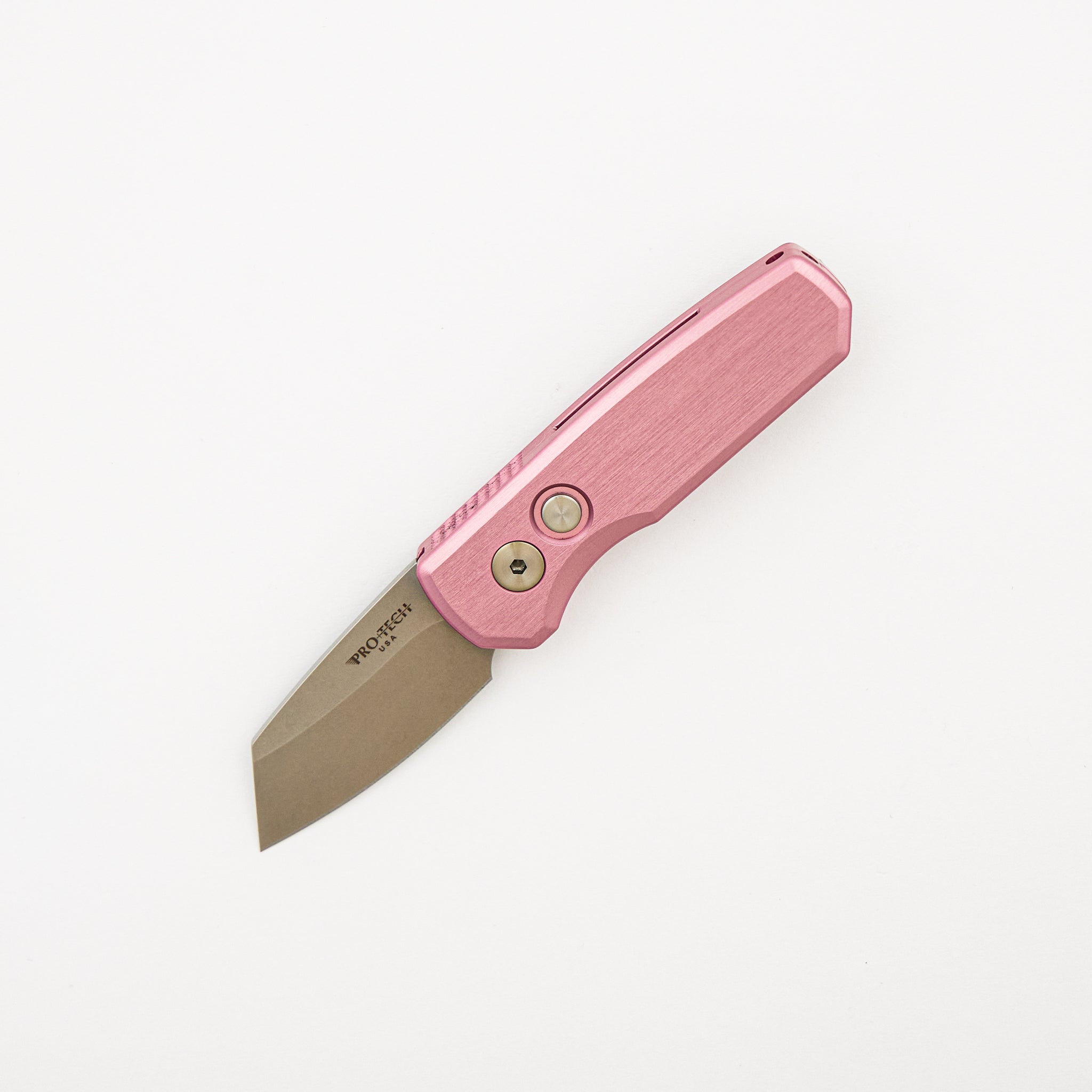 Runt 5 - Satin Pink Aluminum Handle - Stonewash 20-CV Reverse Tanto Blade - R5201-PINK