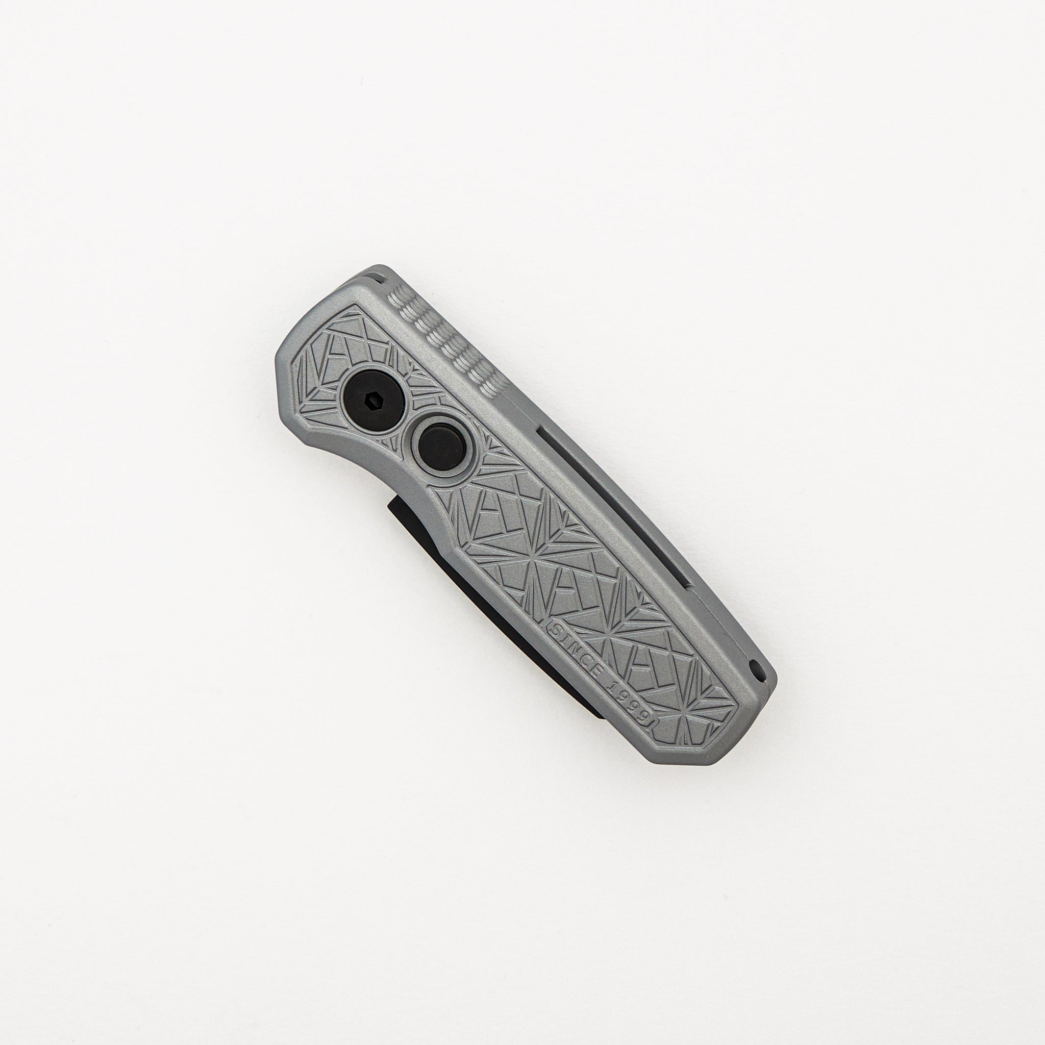 Runt 5 - R5203-GREY NEXUS - "NEXUS" Grey Textured Handle - DLC Black 20-CV Reverse Tanto Blade