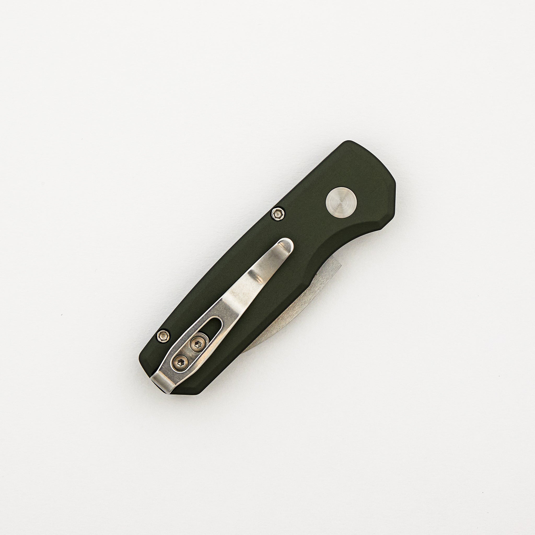 Runt 5 - R5300-LTD Green - Smooth Green Handle - Machine Satin MagnaCut Wharncliffe Blade - Pearl Button