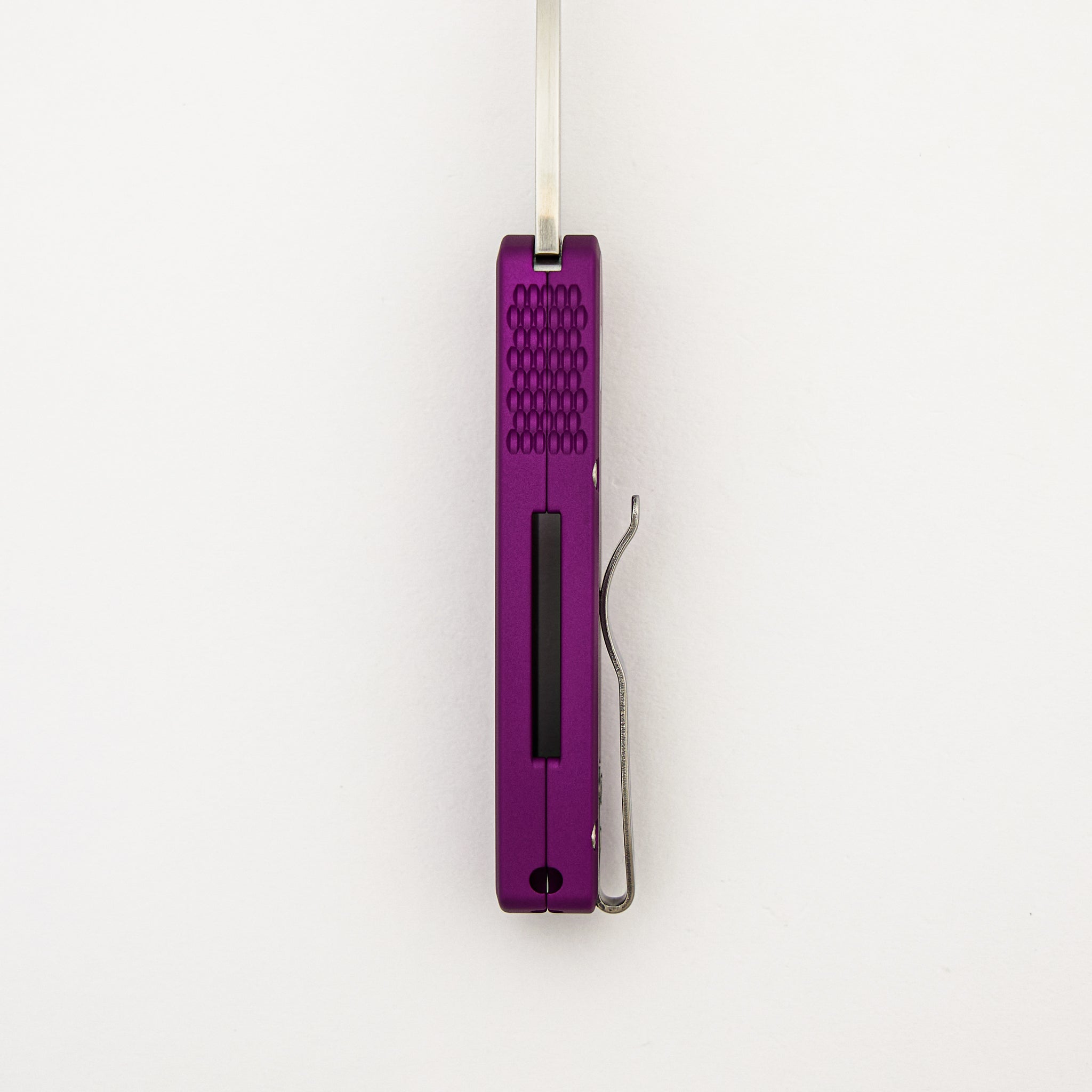 Runt 5 - R5300-LTD PURPLE - Smooth Purple Handle - Machine Satin MagnaCut Wharncliffe Blade - White Pearl Button