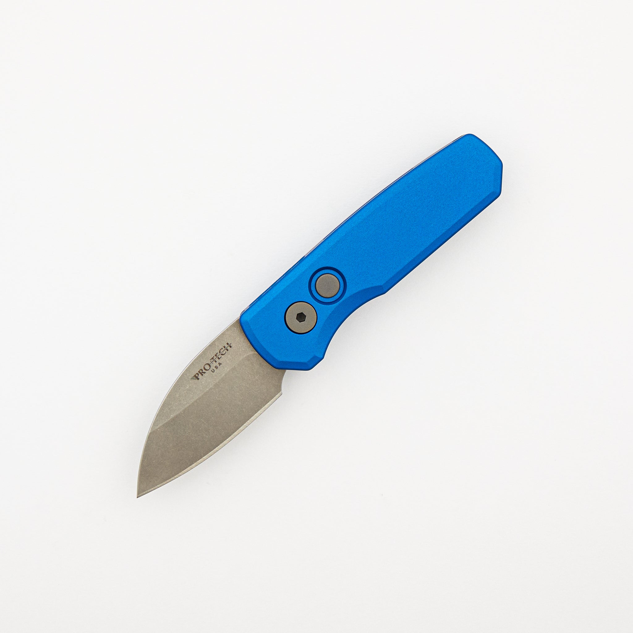 Runt 5 - Blue Aluminum Handle - Stonewash MagnaCut Wharncliffe Blade - R5301-BLUE