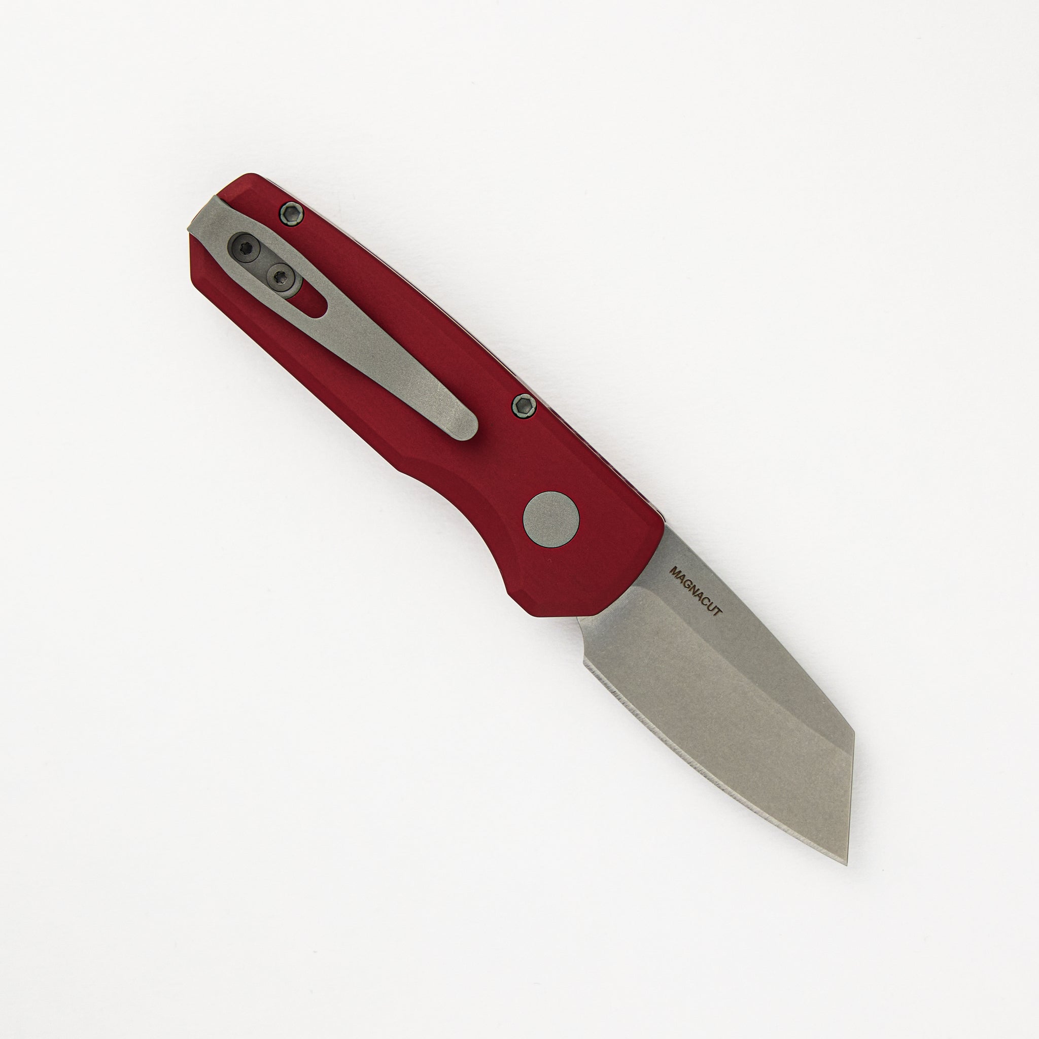 Pro-Tech Knives Runt 5 - Red Aluminum Handle - Stonewash Magnacut Reverse Tanto Blade - R5401-RED