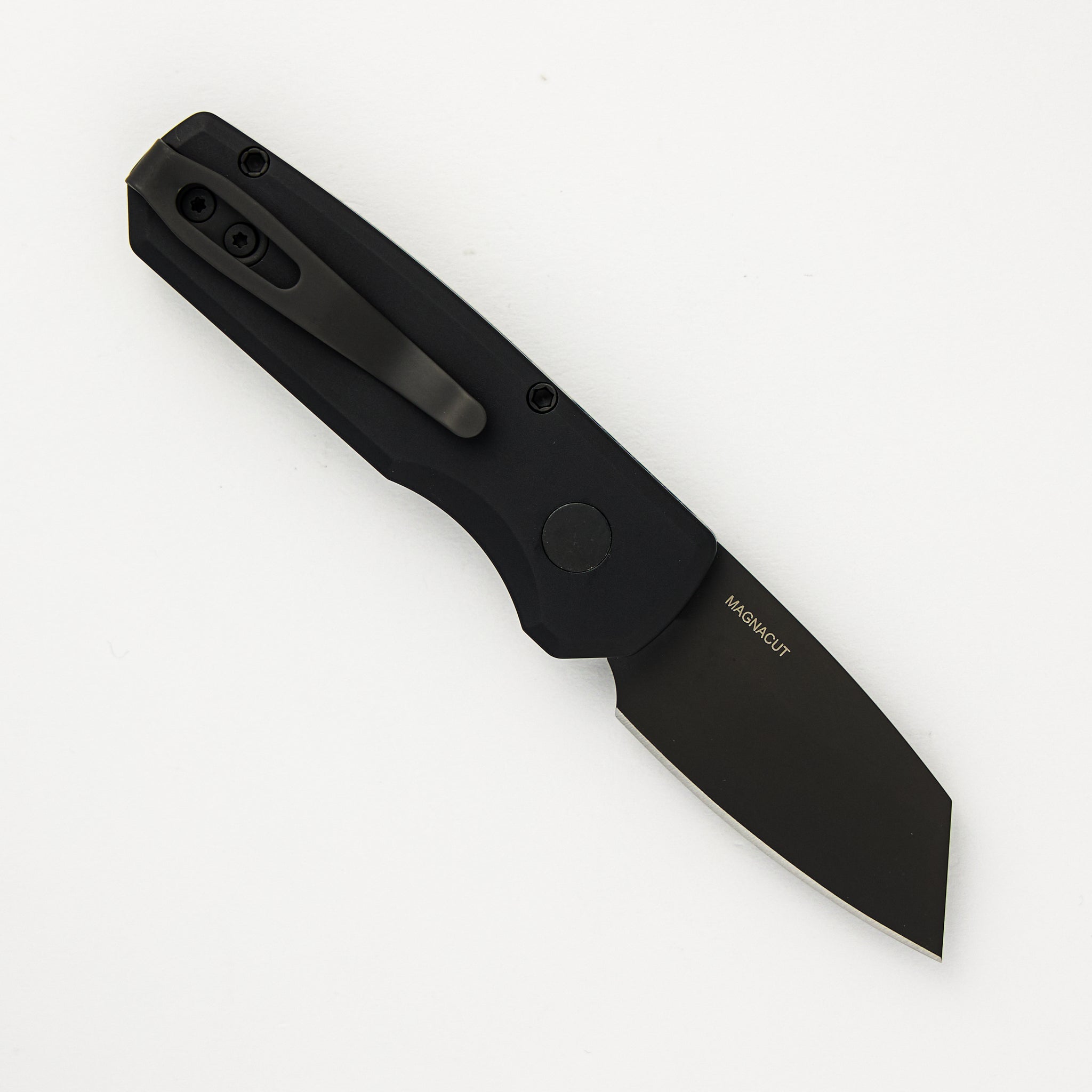 Pro-Tech Knives Runt 5 – Smooth Black Aluminum Handle – DLC Black Magnacut Reverse Tanto Blade – R5403