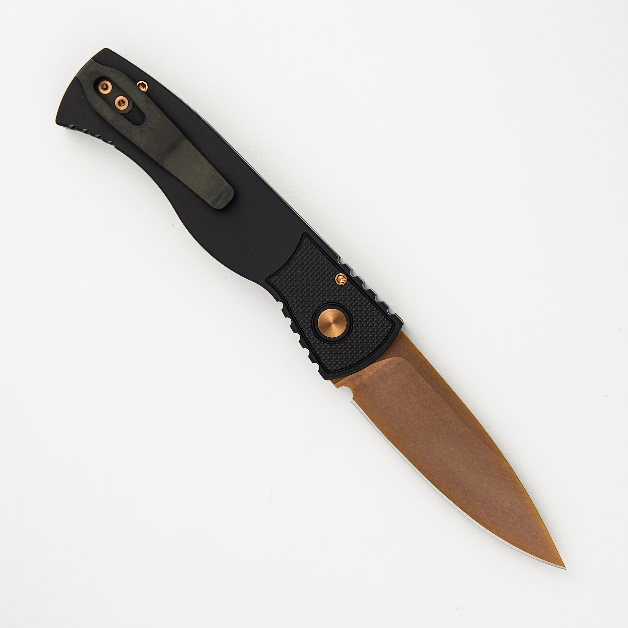 Pro-Tech Knives Tactical Response 2 - Black Handle With Textured Corners - Rose Gold MagnaCut Blade T203-RG