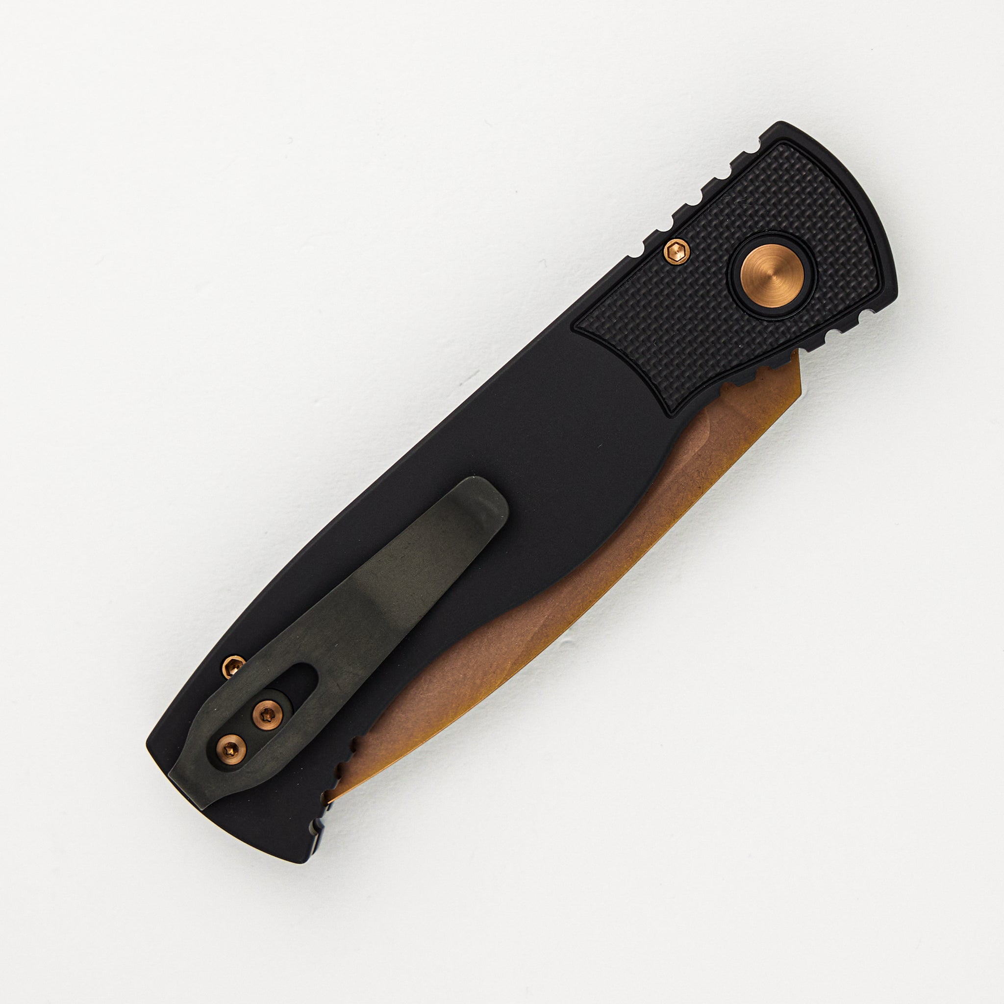 Pro-Tech Knives Tactical Response 2 - Black Handle With Textured Corners - Rose Gold MagnaCut Blade T203-RG