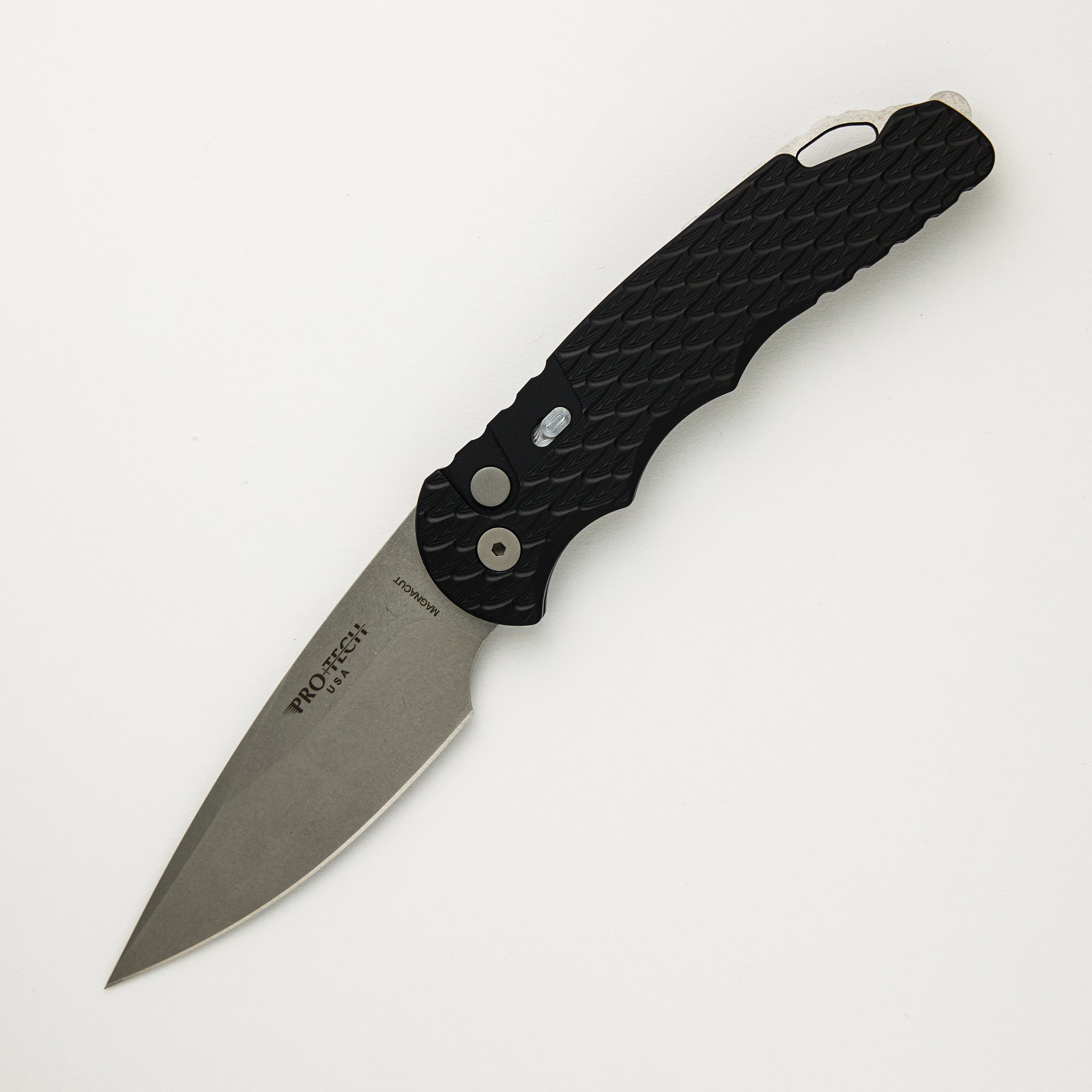 Pro-Tech Knives TR-4 - T4105-F - Black Handle W/ Feather Texture - MagnaCut Blade