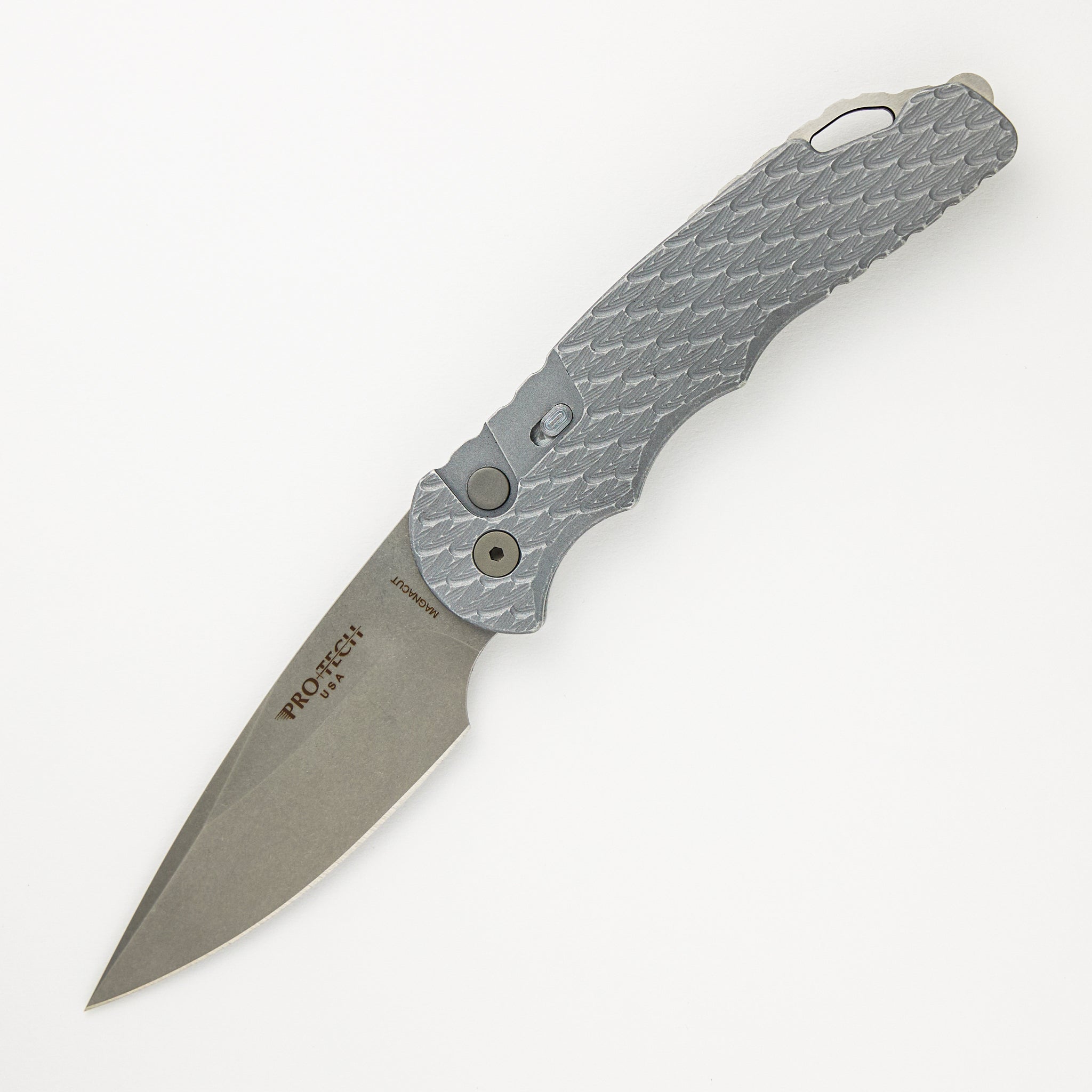 Pro-Tech Knives Tactical Response 4 - Grey Handle W/ Battle Worn/Feather Texture - Stonewash MagnaCut Blade T4105-F BW Grey