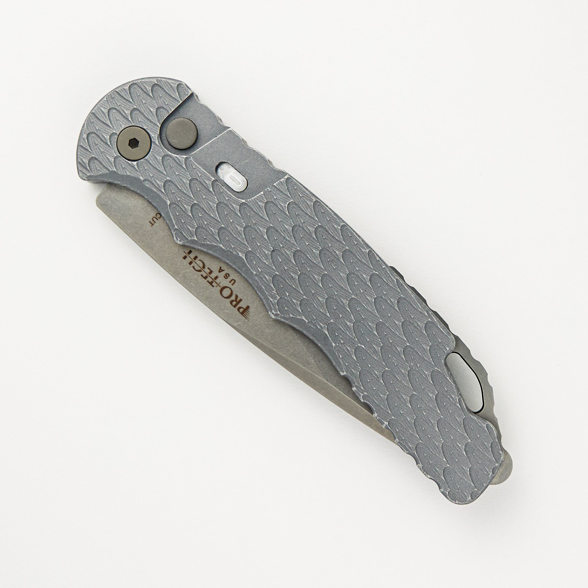 Pro-Tech Knives Tactical Response 4 - Grey Handle W/ Battle Worn/Feather Texture - Stonewash MagnaCut Blade T4105-F BW Grey