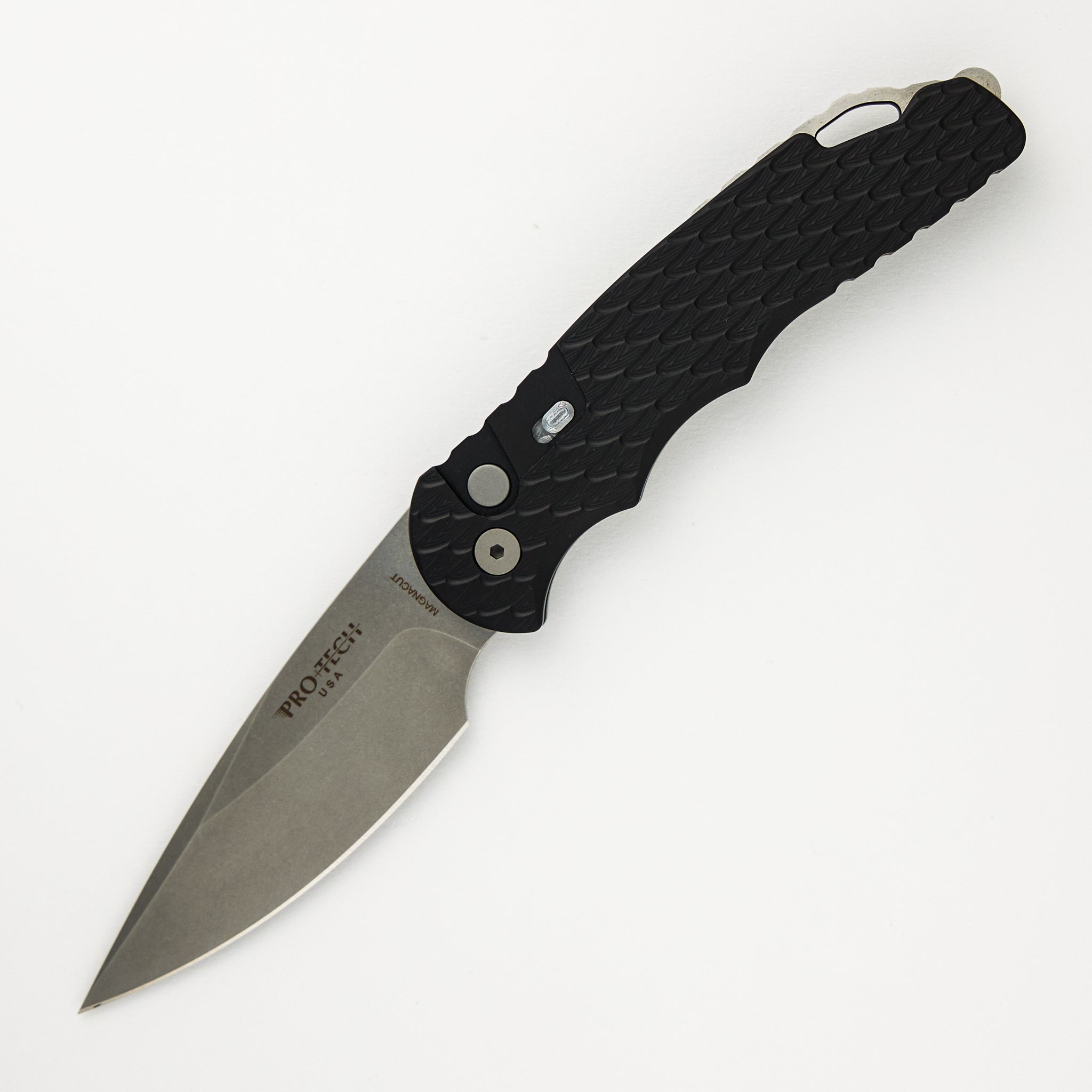 Pro-Tech Knives Tactical Response 4 - Black Handle W/ Feather Texture - Stonewash MagnaCut Blade