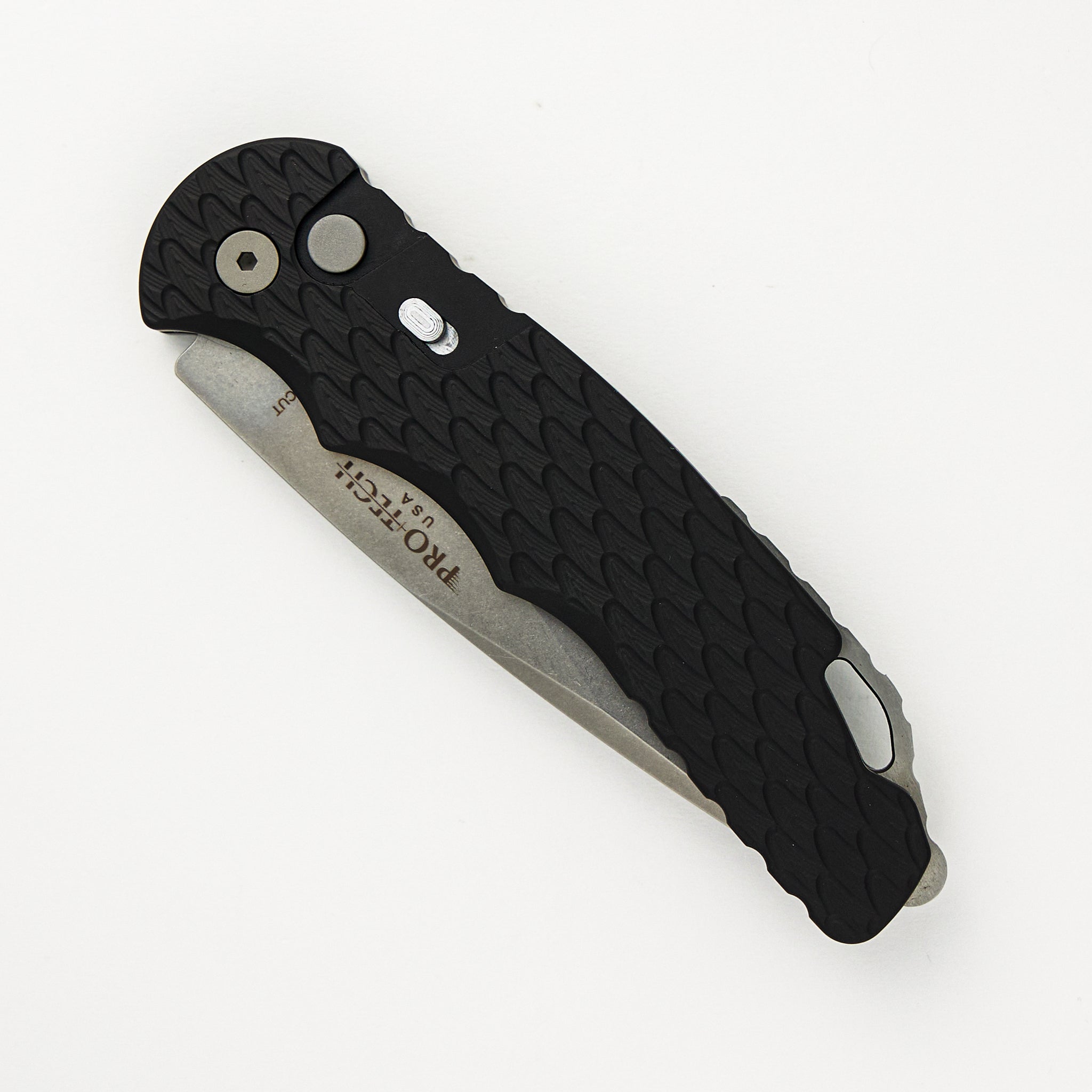 Pro-Tech Knives Tactical Response 4 - Black Handle W/ Feather Texture - Stonewash MagnaCut Blade