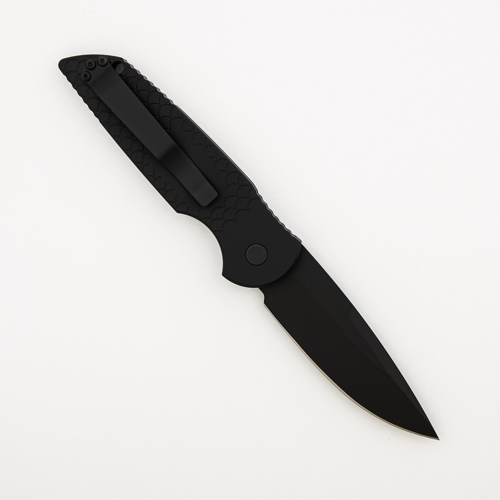 Tactical Response 3 - TR-3 X1 Operator - Black "Fish Scale" Handle - Black 154CM Blade - Tritium Button