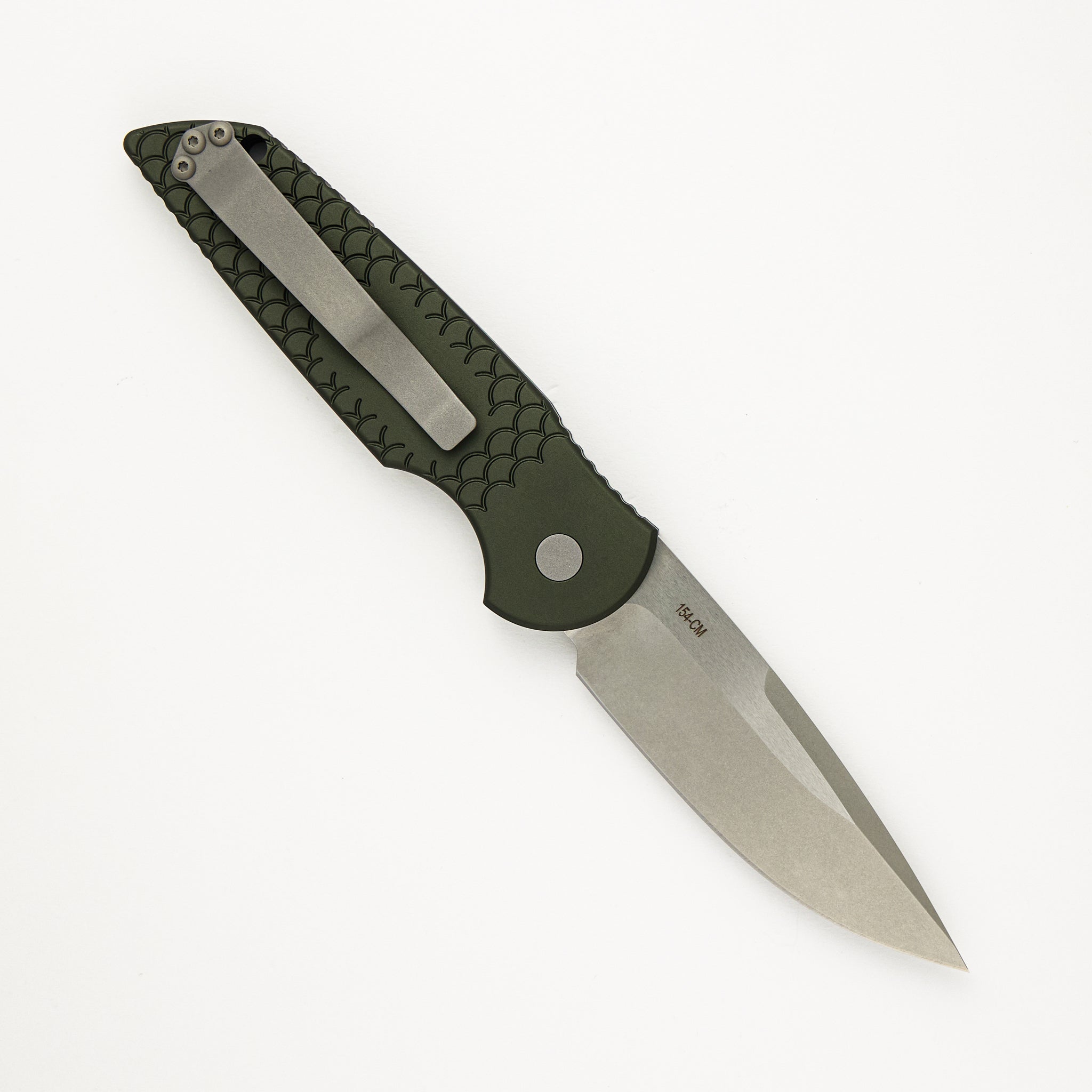 Tactical Response 3 - TR-3 X1 SW Green - Green "Fish Scale" Handle - Stonewash 154CM Blade