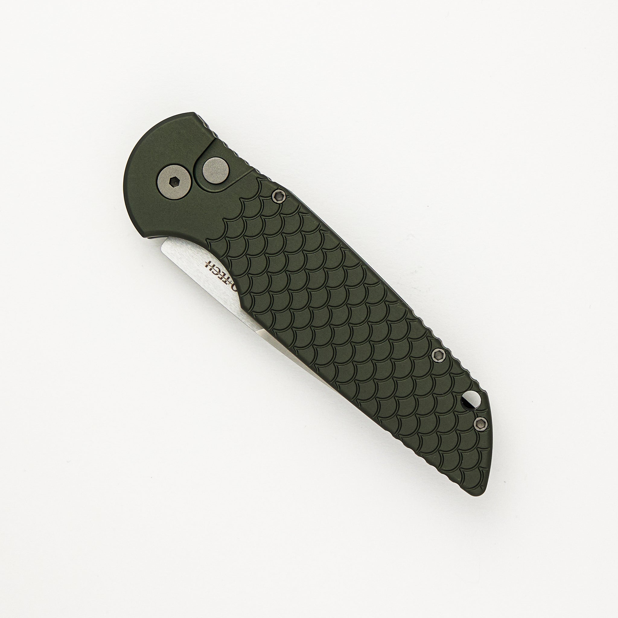 Pro-Tech Knives Tactical Response 3 - TR-3 X1 SW Green - Green "Fish Scale" Handle - Stonewash 154CM Blade