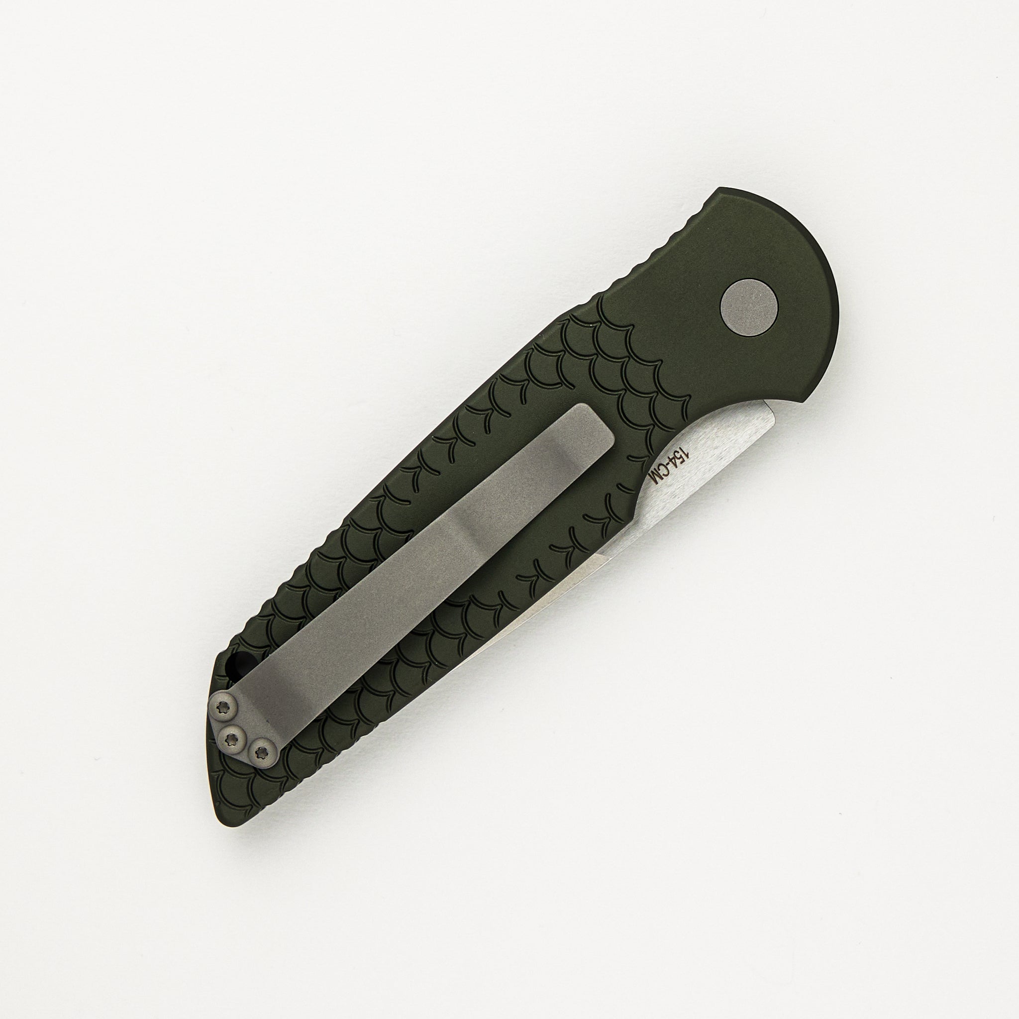 Pro-Tech Knives Tactical Response 3 - TR-3 X1 SW Green - Green "Fish Scale" Handle - Stonewash 154CM Blade