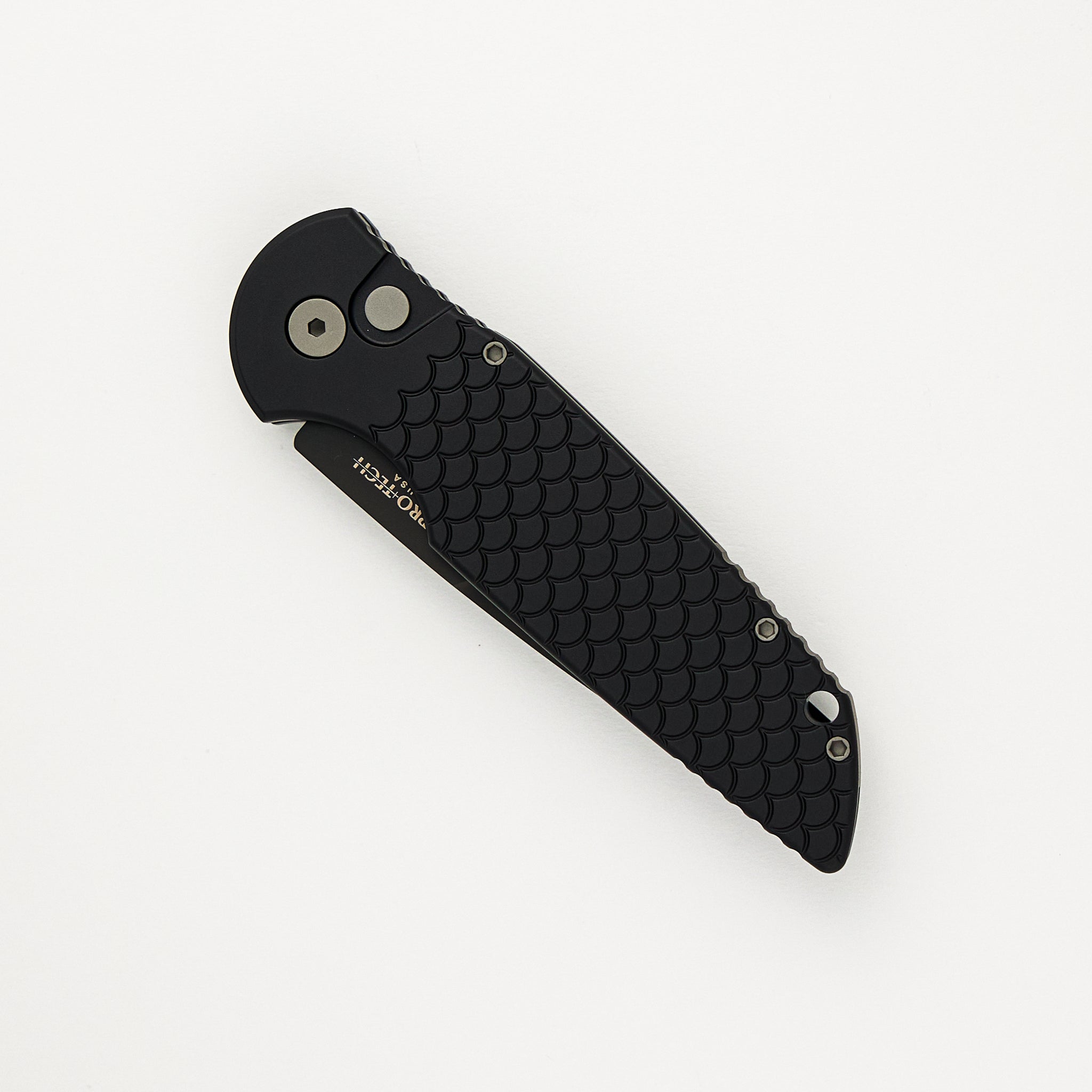 Pro-Tech Knives Tactical Response 3 - TR-3 X1 - Black "Fish Scale" Handle - DLC Black 154CM Blade