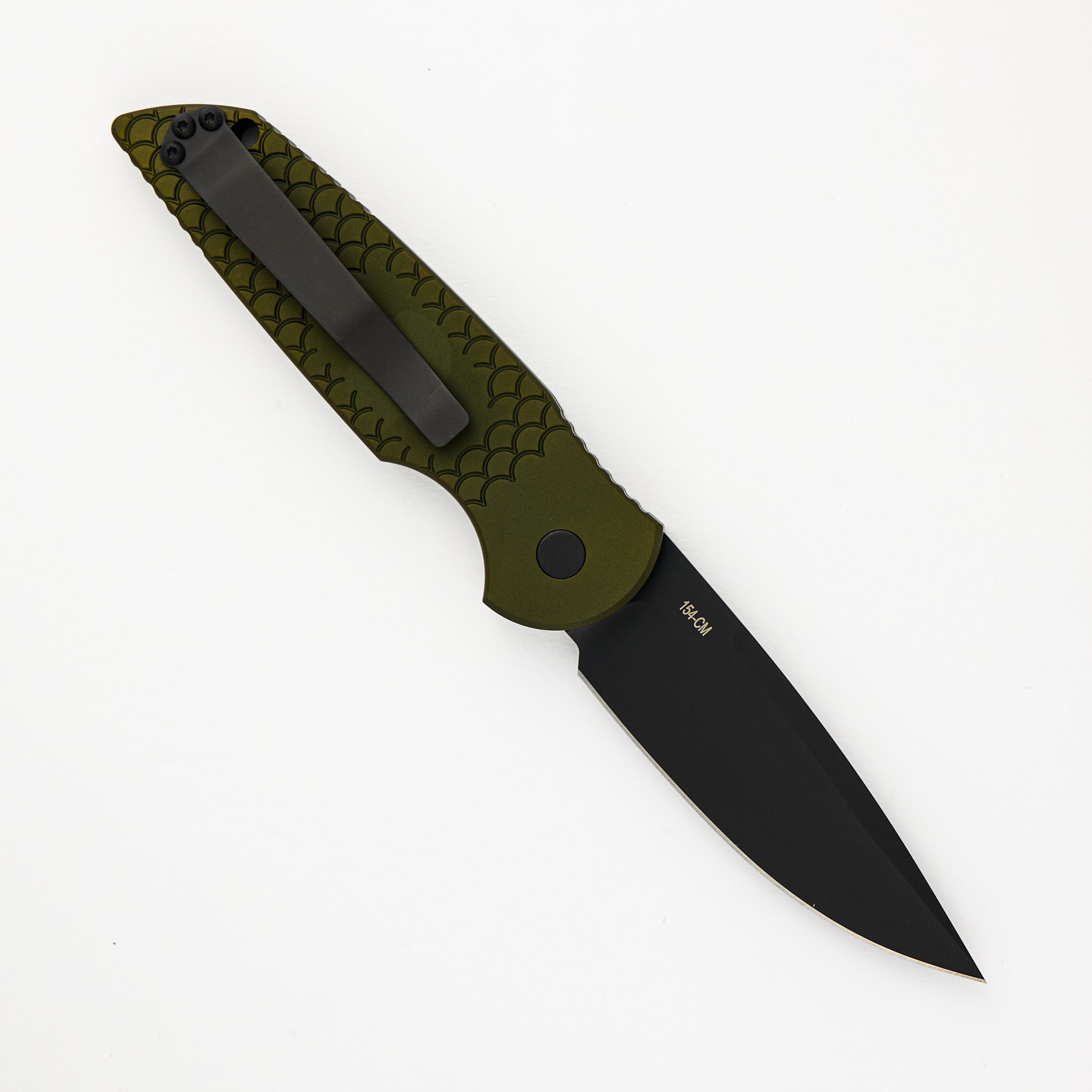 Pro-Tech Knives Tactical Response 3 – Green “Fish Scale” Aluminum Handle – Sterile Black 154CM Blade TR-3 X1