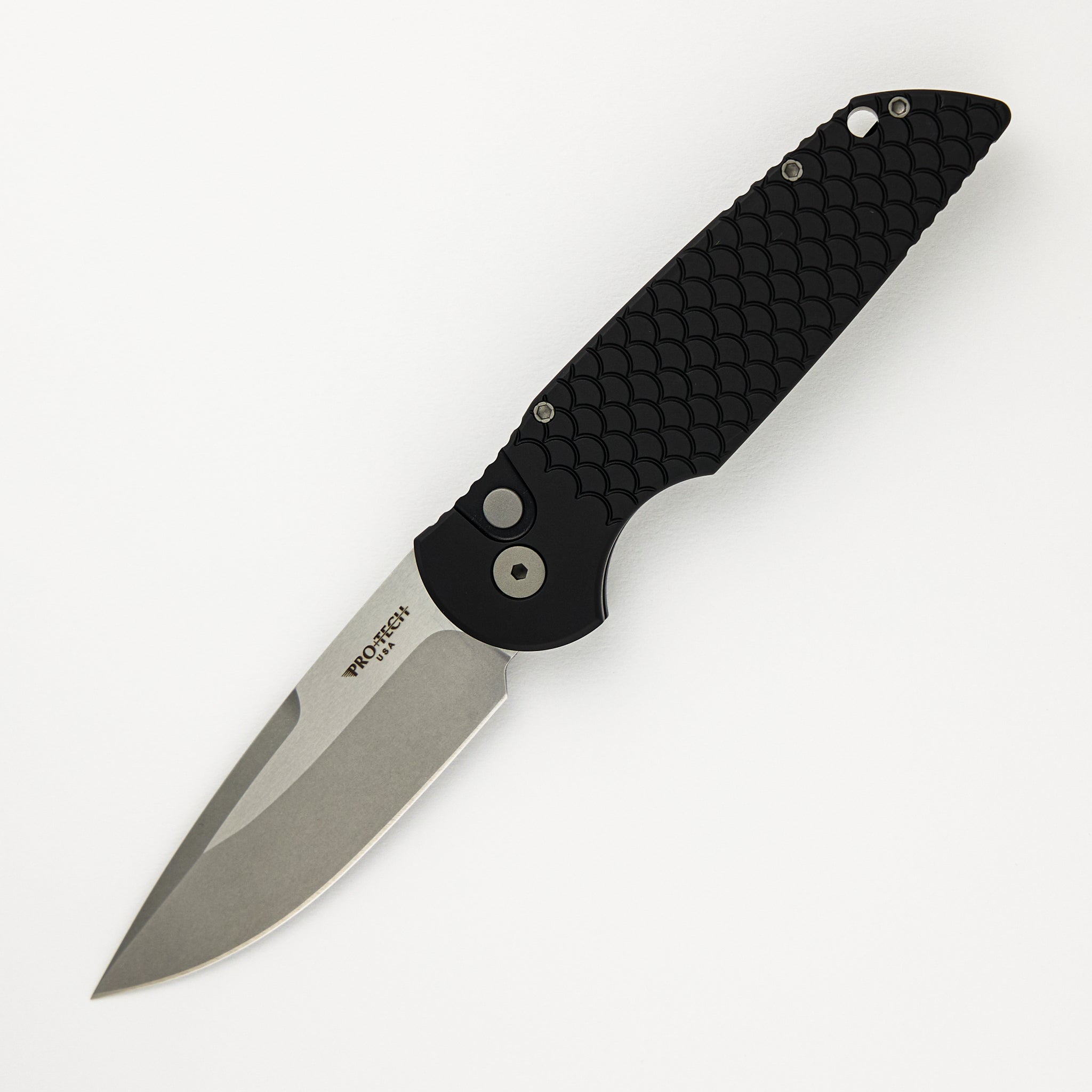 Pro-Tech Knives Tactical Response 3 - Black "Fish Scale" Handle - Stonewash 154CM Blade