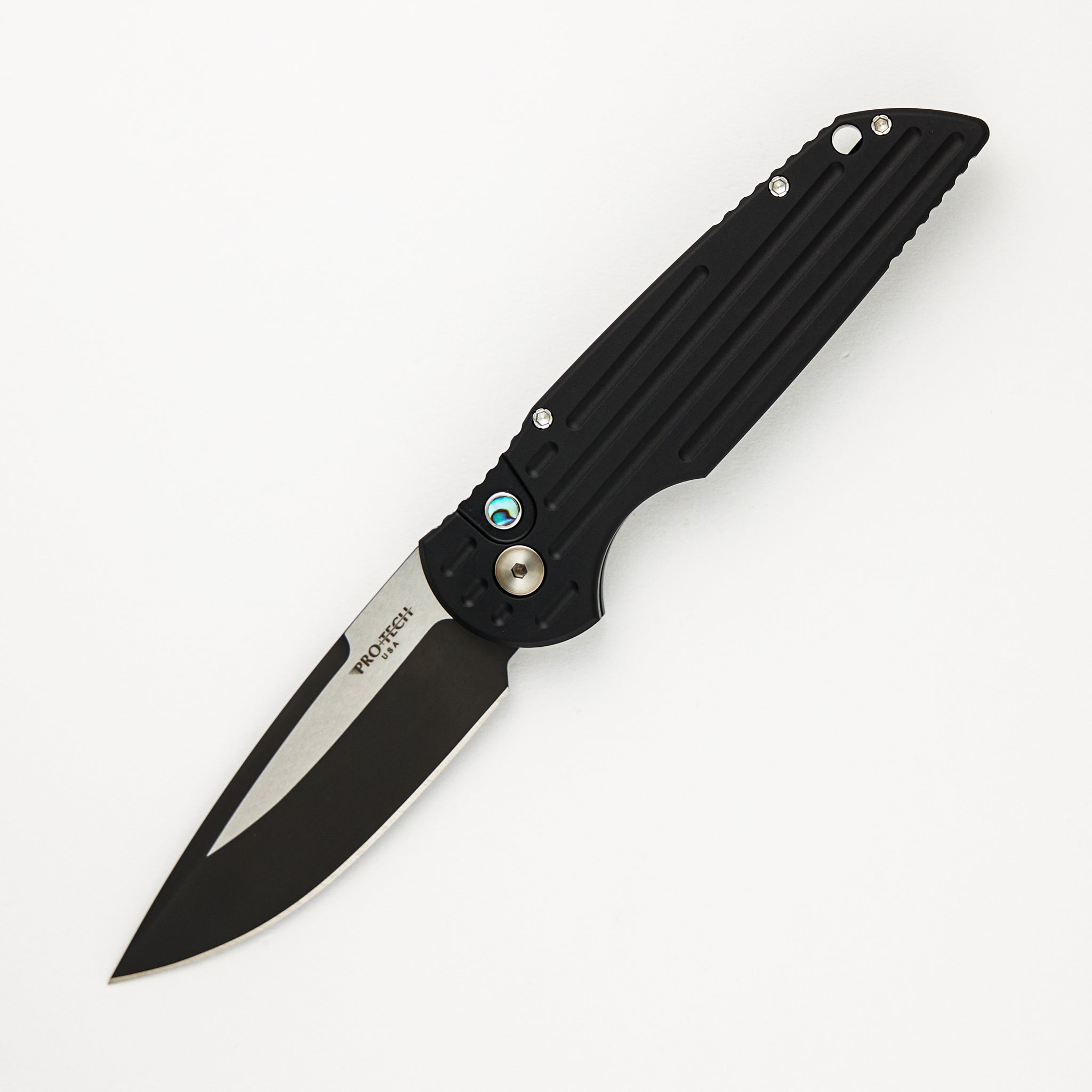 Pro-Tech Knives TR-3 - 2024 BLADEWEST.03 - Black Handle W/ Grooves - 2-Tone DLC MagnaCut Blade