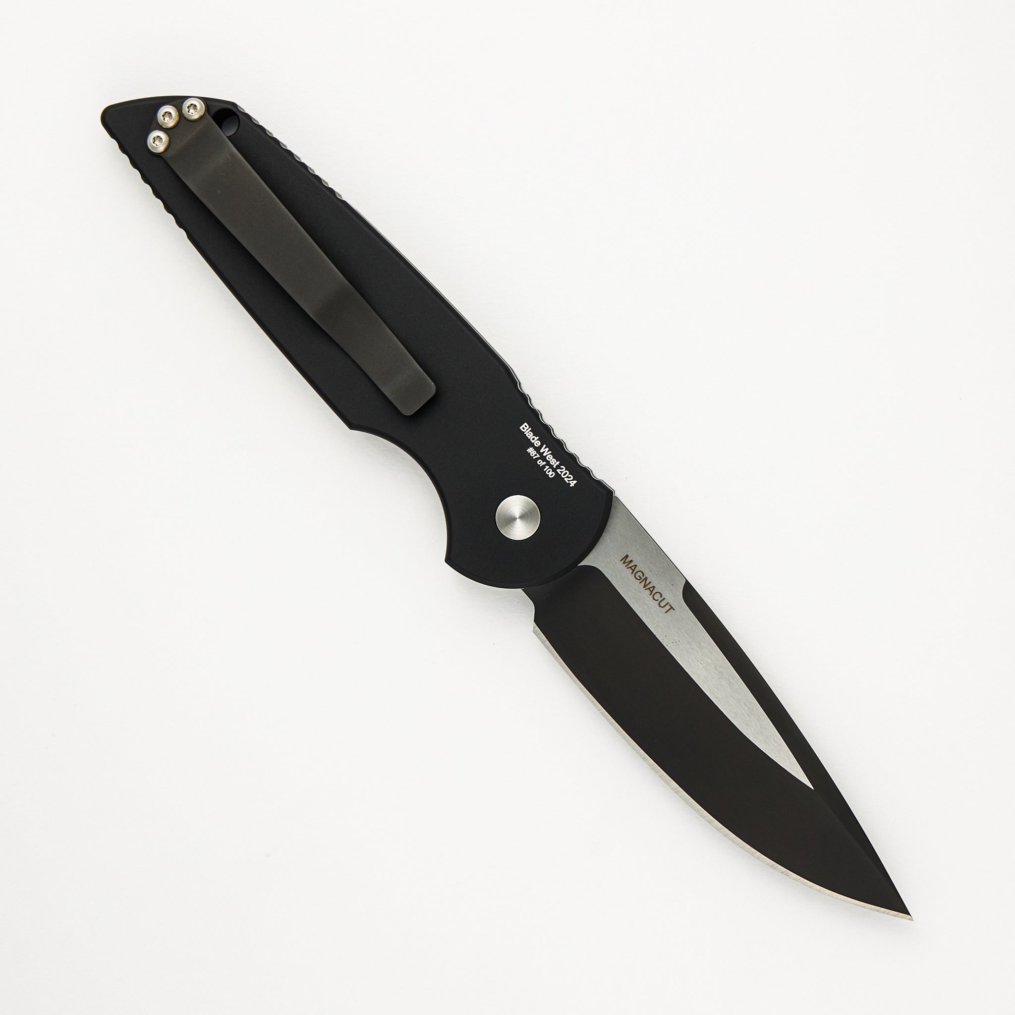 Pro-Tech Knives TR-3 - 2024 BLADEWEST.03 - Black Handle W/ Grooves - 2-Tone DLC MagnaCut Blade